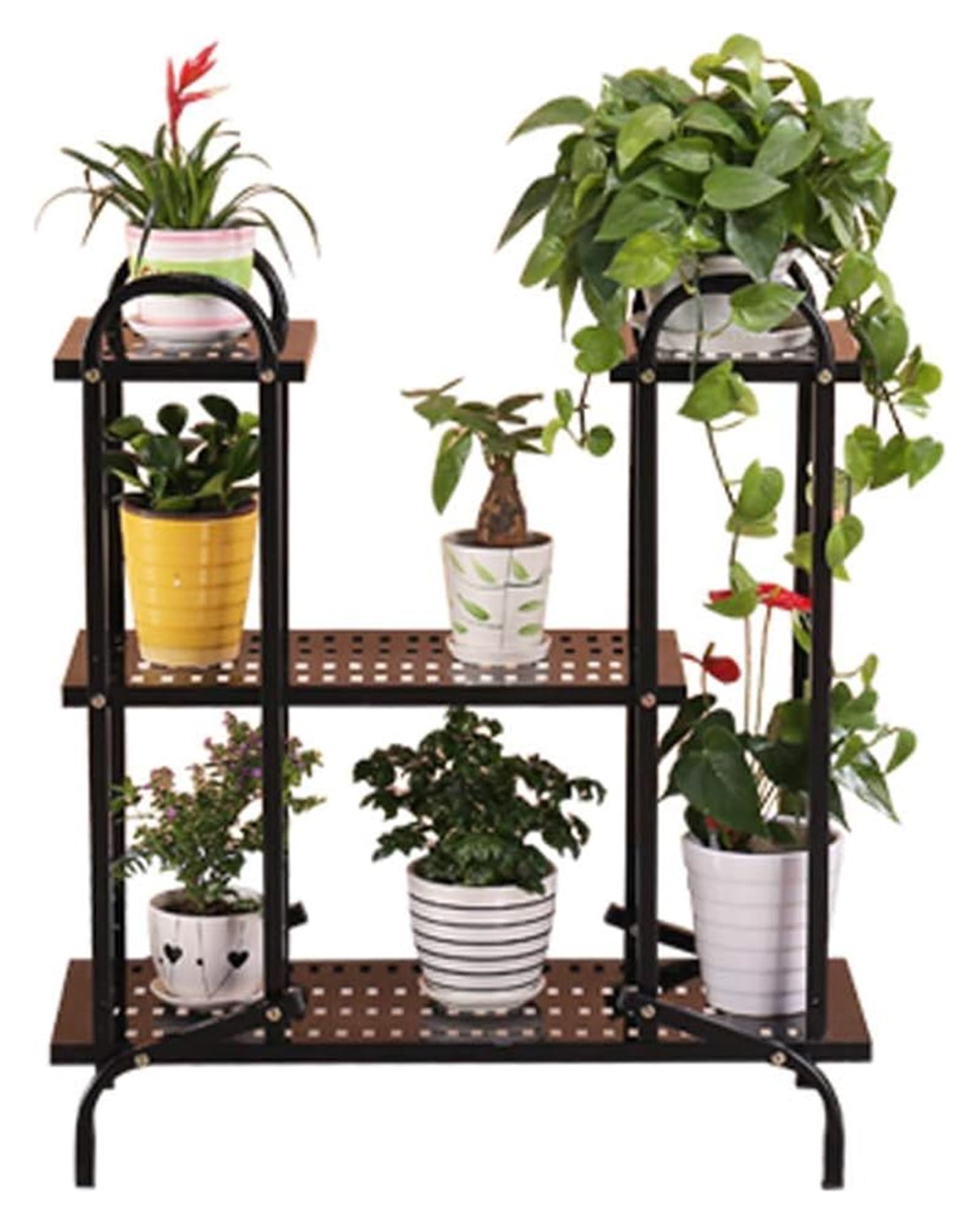 SnamicE Metal Plant Stand Pot Display Holder Flower Stand Shelving 3 Tier Storage Rack European Style,