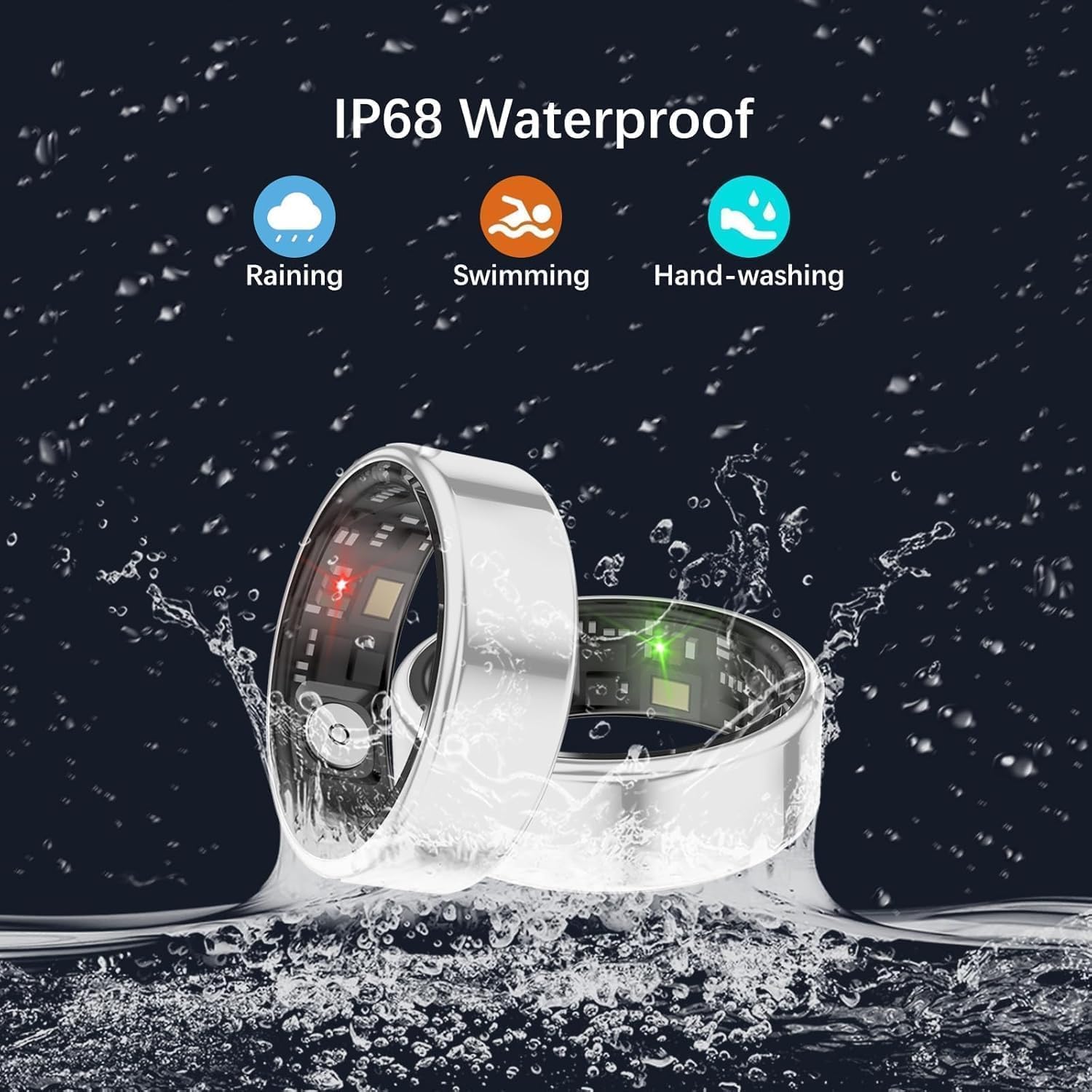 Smart Rings Bague de fitness pour homme et femme avec fréquence cardiaque, oxygène dans le sang, HRV, stress, suivi du sommeil, suivi de pas, sans frais d'abonnement, bague intelligente étanche LP68