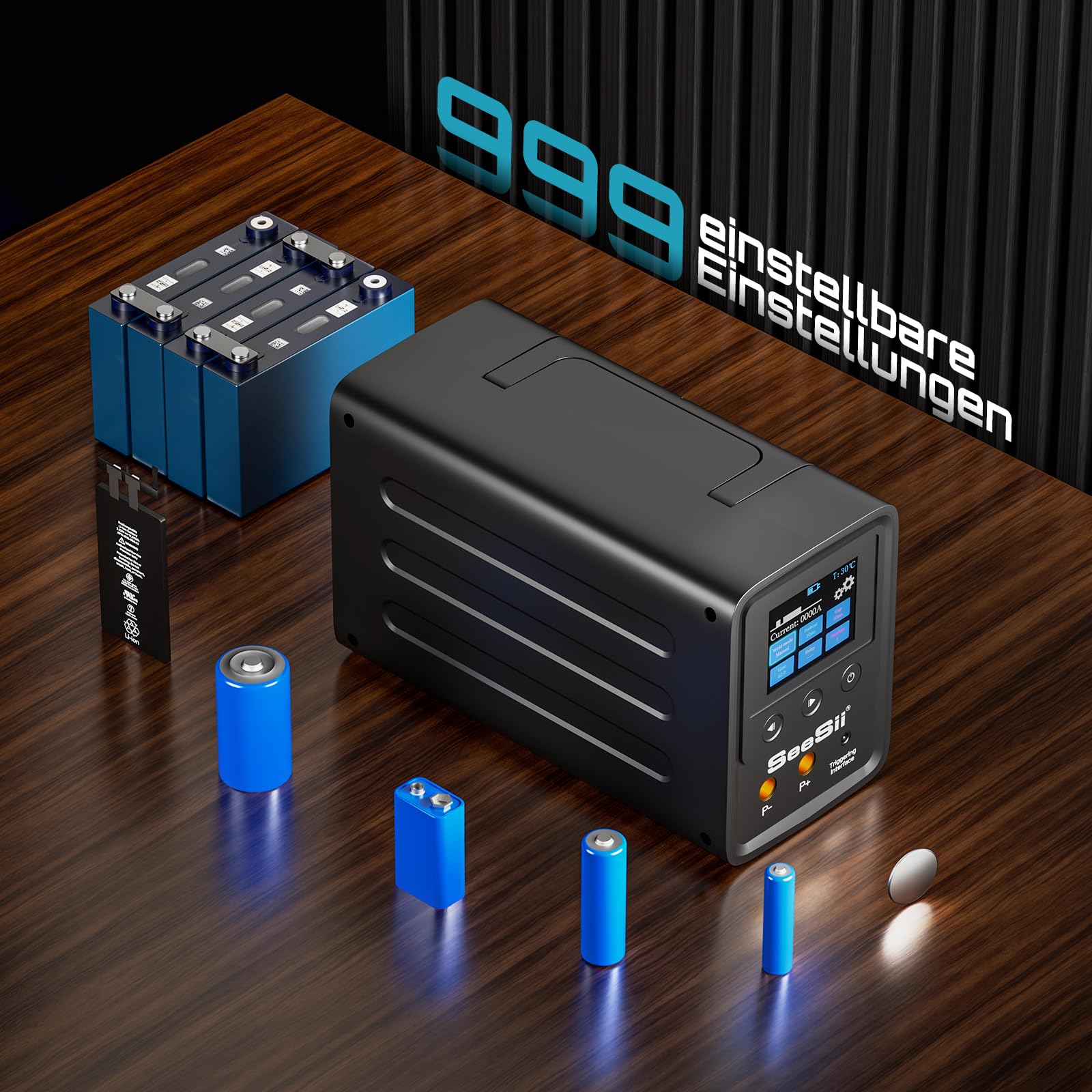 SEESII Saldatrice a punti per batterie con condensatori: saldatrice a batteria 10080W con kit di pistole ad aria calda, saldatrice a punti per strisce nichelate da 0,1-0,5 mm, cambio 999 per batterie