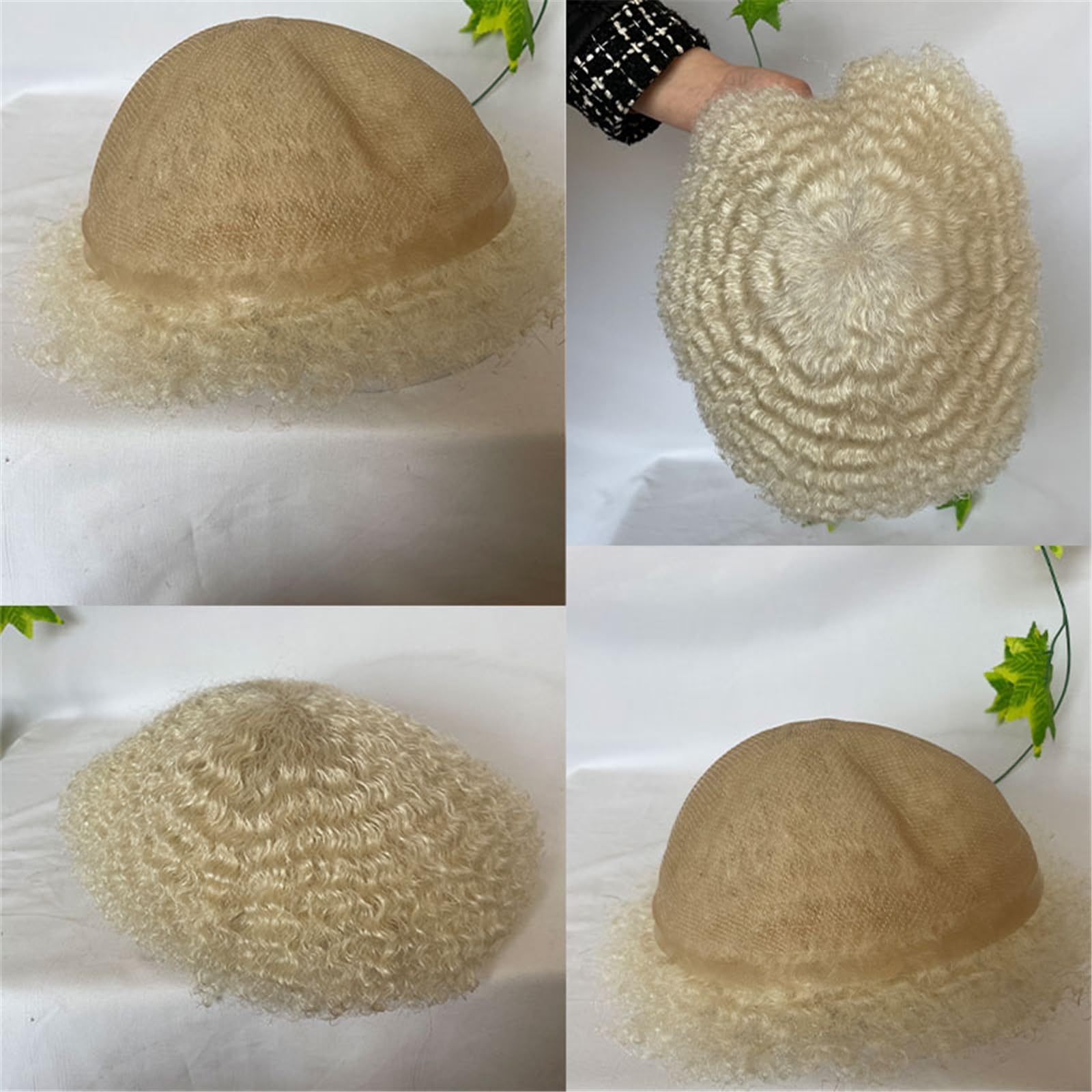 Męski tupet, afro Wave Curly, dla mężczyzn, z prawdziwych włosów, system zastępczy, pełna koronka, 6 cali (613 kolor)