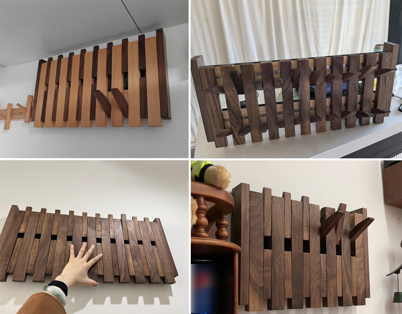 Tapa Cuadro Electrico Cubierta de Caja de Interruptores de Teclas de Piano de Madera con Ganchos, Cubierta de Panel Eléctrico Decorativo Montado en la Pared(Natural,8 Hooks)