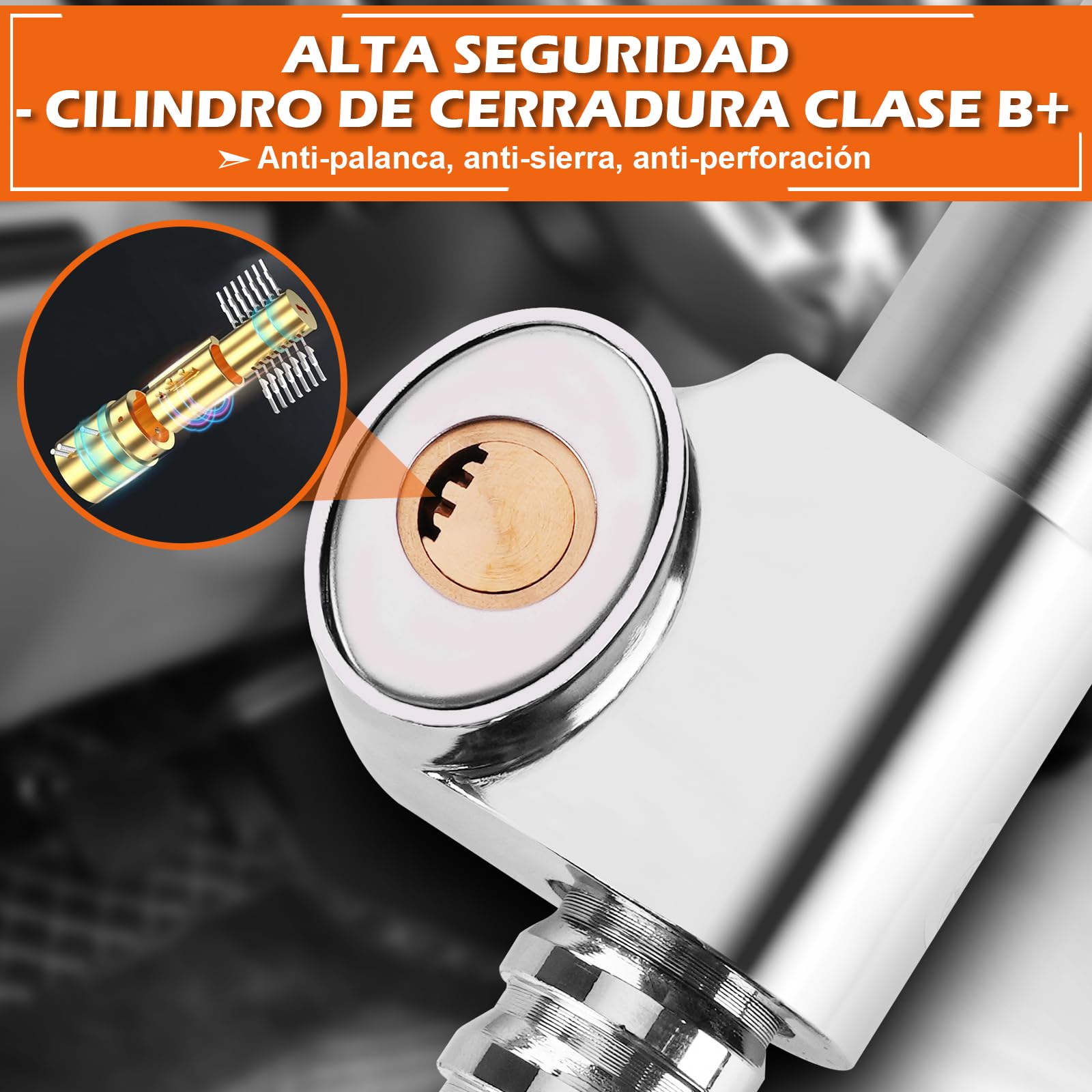 Tevlaphee Bloqueo Coche Antirrobo, Antirrobo Coche, Alta Seguridad, Ajuste Universal, 3 Llaves Longitud Máxima 92cm