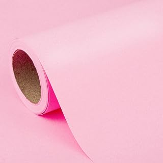 Flyhill Pink Kraft Paper Roll-Mini Roll-17in x 32.8FT-Recyclable Gift Wrap Perfect for Girls,Mother's Day,Valentine's Day,baby Shower,Wedding,Floor Covering,Parcel,Kids Doodling,Flower Bouquet