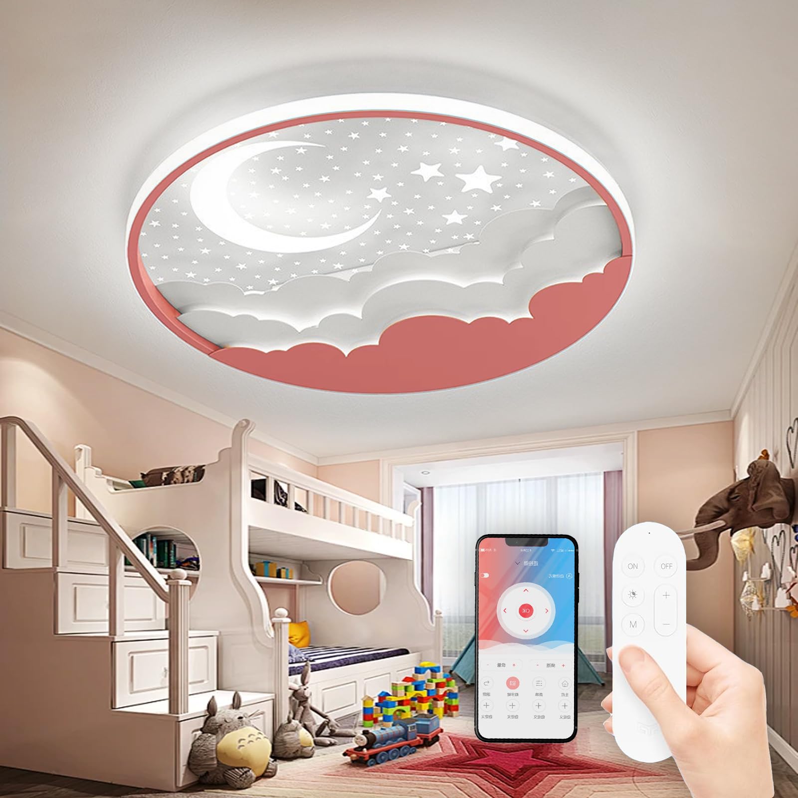 Lampa Sufitowa LED, Nowoczesna Okrągła Lampa Dziecięca, Dziecięca Sypialnia Lampa Sufitowa ściemniana Za Pomocą Akrylowy Abażur, Oświetlenie Wewnętrzn do pokoju dziecka, sypialni, salonu