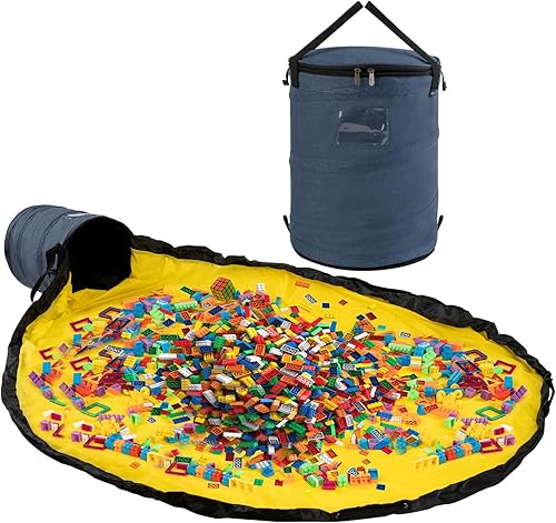 Organizador de almacenamiento de juguetes y tapete de juego para niños, caja de juguetes plegable para habitaciones, cesta de almacenamiento de