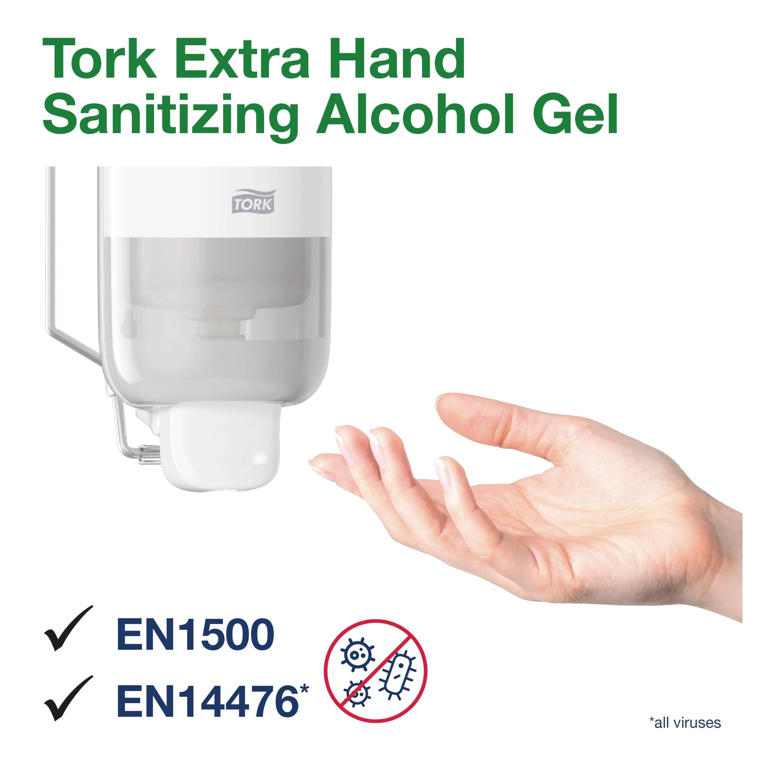 Tork Extra Gel Disinfettante per Mani Alcoolico S1, Nessun Residuo Appiccicaticcio, 6 x 1000 ml, 420205