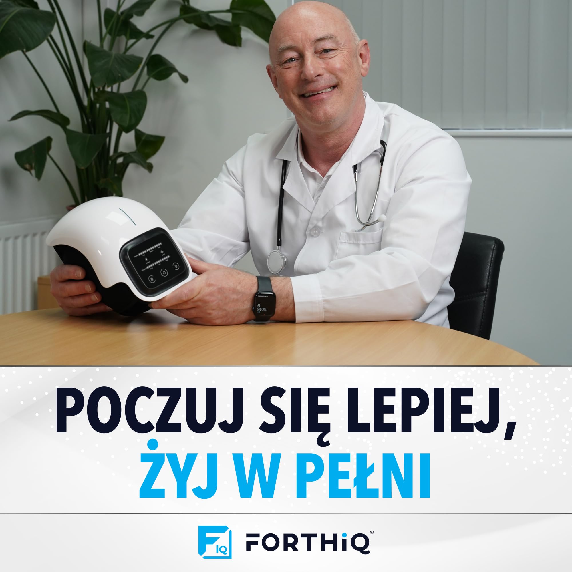 FORTHiQ Bezprzewodowy masażer do kolan na podczerwień, terapia laserowa i wibracyjna na ból stawów