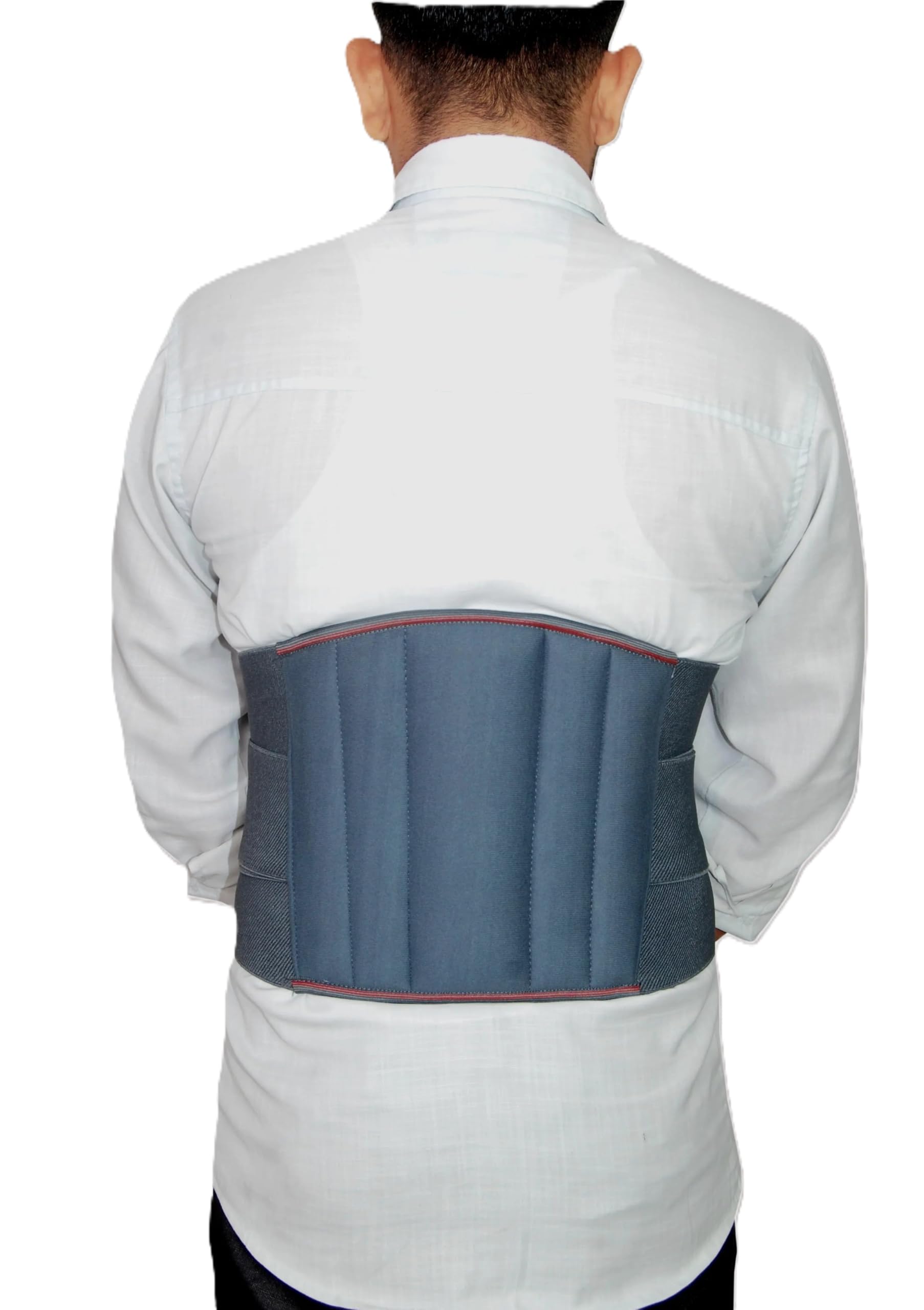 Orthopedic Lumbar Support Belt for Lower Back Pain Relief | Adjustable Back Brace with Double Elastic Straps for Men & Women & Long Sitting Support - Grey (Medium/Large)-image-42