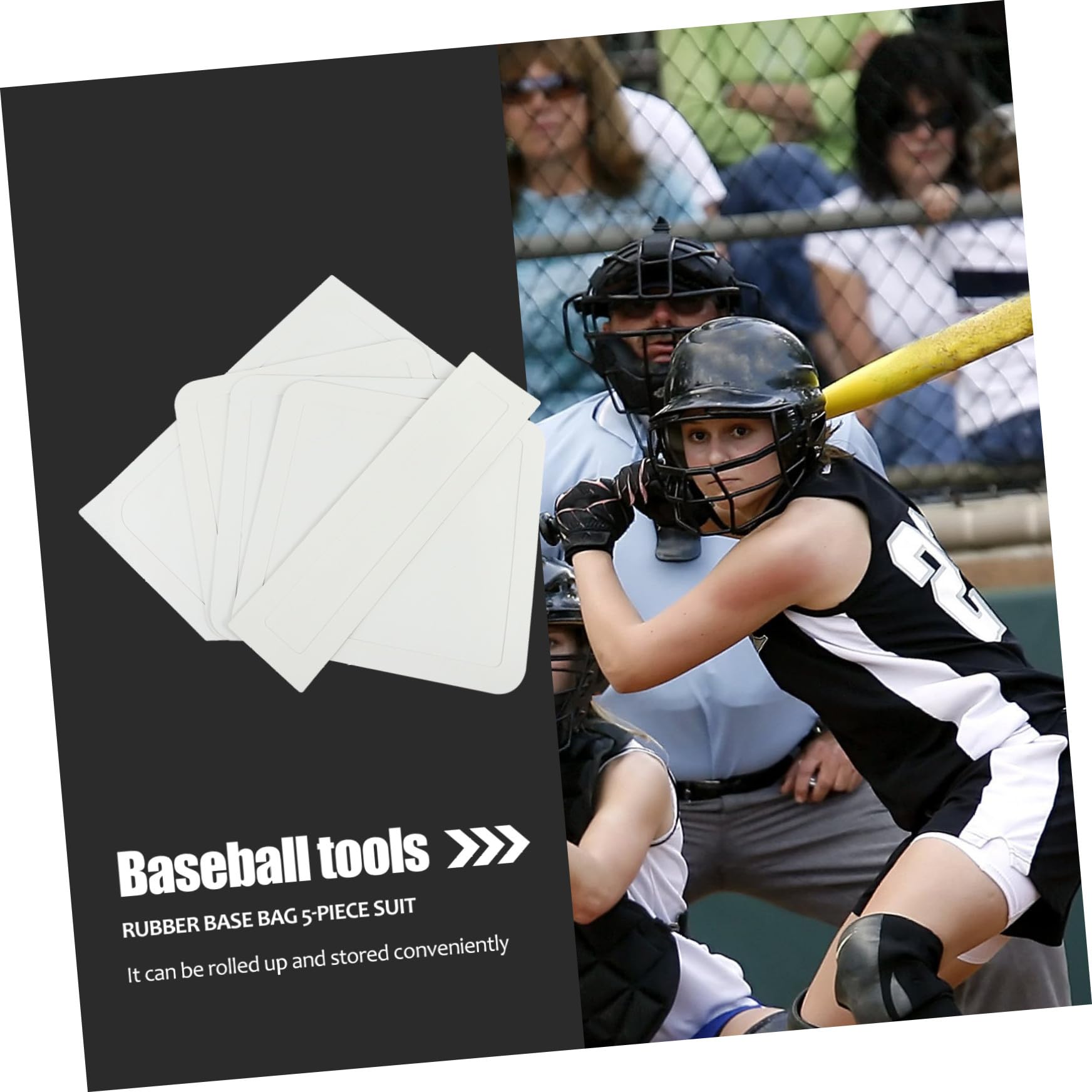 BESPORTBLE 5pièces Plaque Caoutchouc pour Baseball Tapis De Base Imperméable Plaque De Base Antidérapante Lot de Socles De Simple