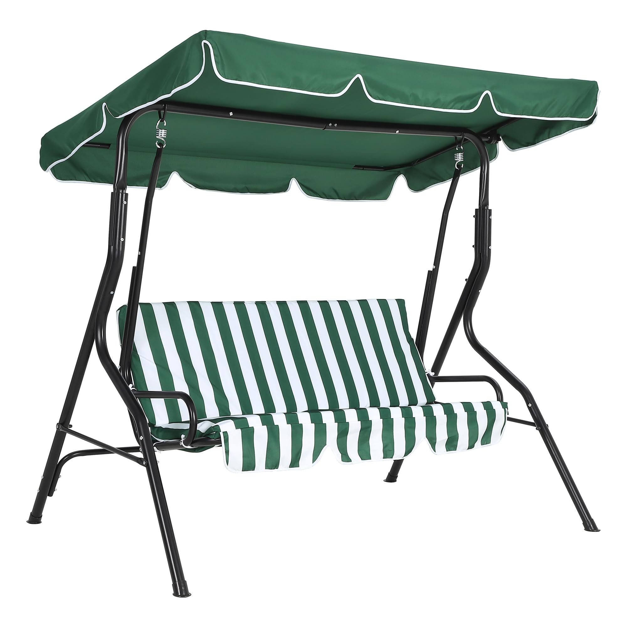 Garvee Balancelle de Jardin 3 Places Toit Inclinable, Coussins Épais 4cm, Structure Acier Anticorrosion pour Terrasse et Jardin, Charge 500kg