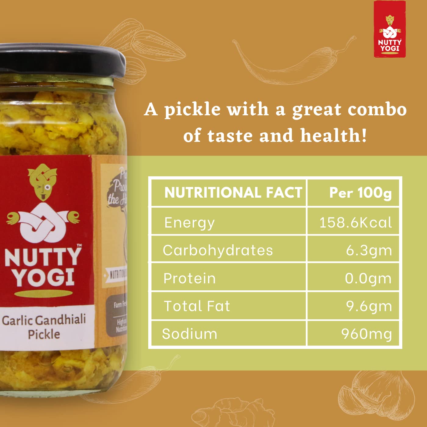 Nutty Yogi Garlic Gandhiali Pickle | Homemade Organic Herbal Garlic Pickle | Tangy and Delicious 200 gm (Pack of 1) 4