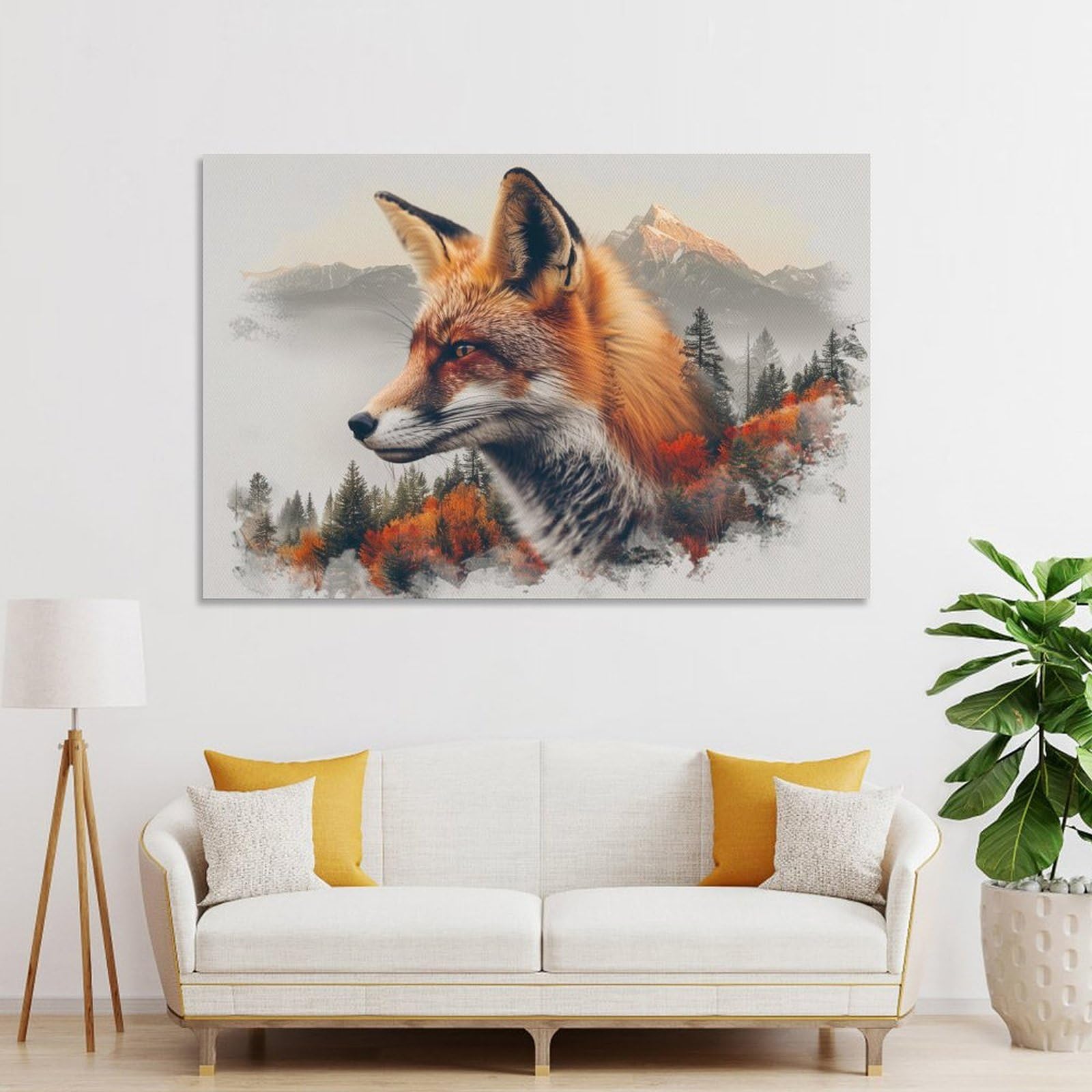Junmoney Unframe-Style-22 Fox Nature Canvas Art Print 24X36inch(60X90cm), For Calm Bedrooms, Home Corners Or Flats, An Easy Wall Refresh For Bedrooms