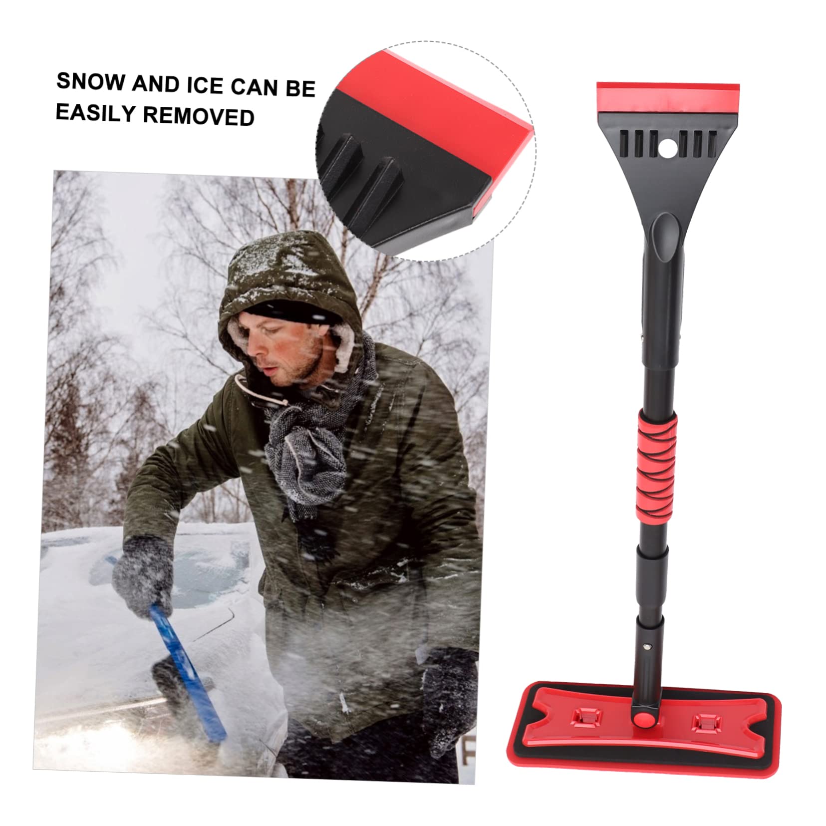 TOYANDONA 1 Juego Pala De Nieve Raspador De Parabrisas para Hielo y Nieve Cepillo De Nieve para Coche Auto Raspador De Hielo Redondo Raspador De Nieve Extensible Aleación De Aluminio Rojo