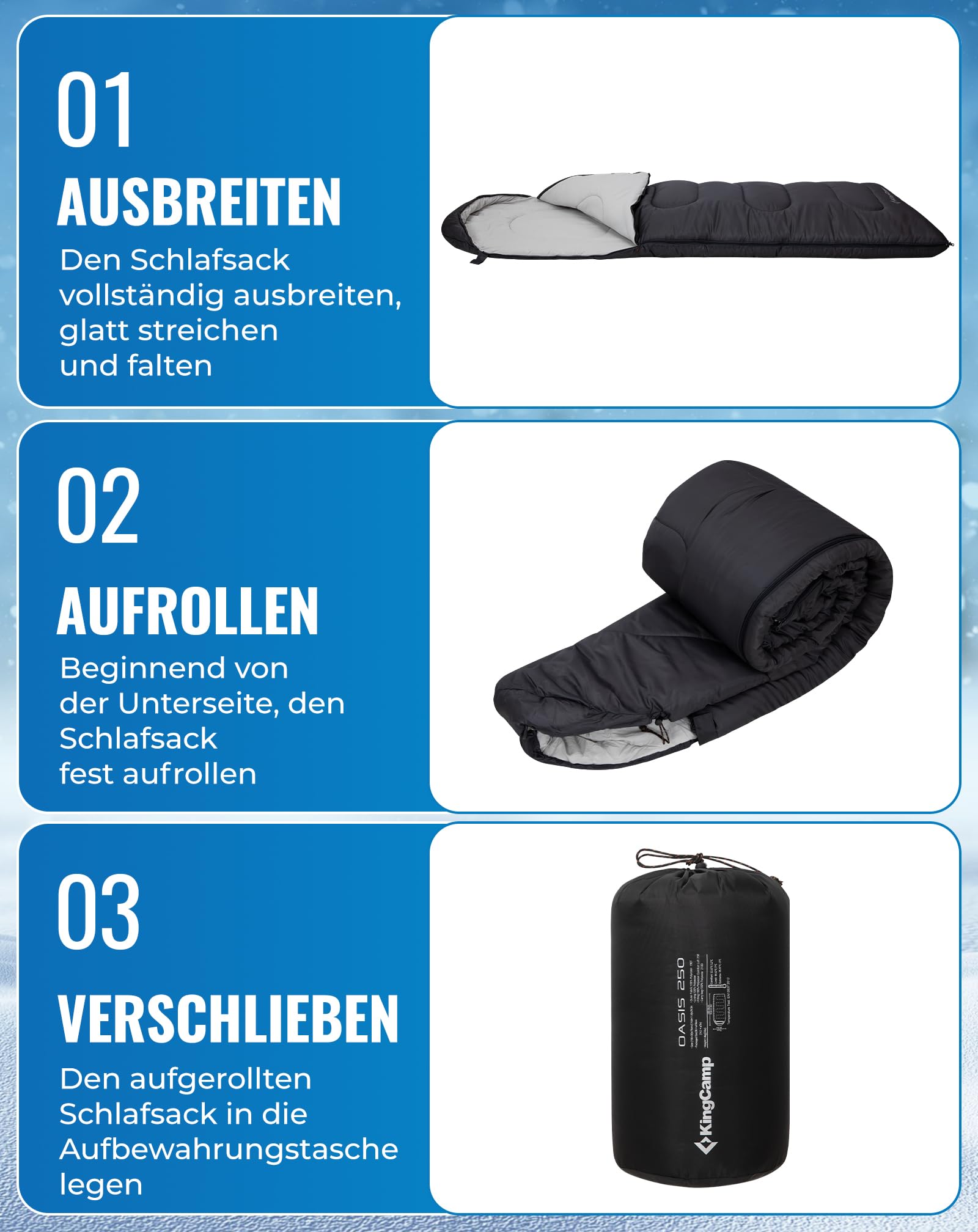 KingCamp Schlafsack für Erwachsene, kaltes Wetter & warm, XL, große und hohe Flanell-Schlafsäcke mit Kompressionssack, tragbar, wasserdicht, Zubehör für Outdoor-Camping