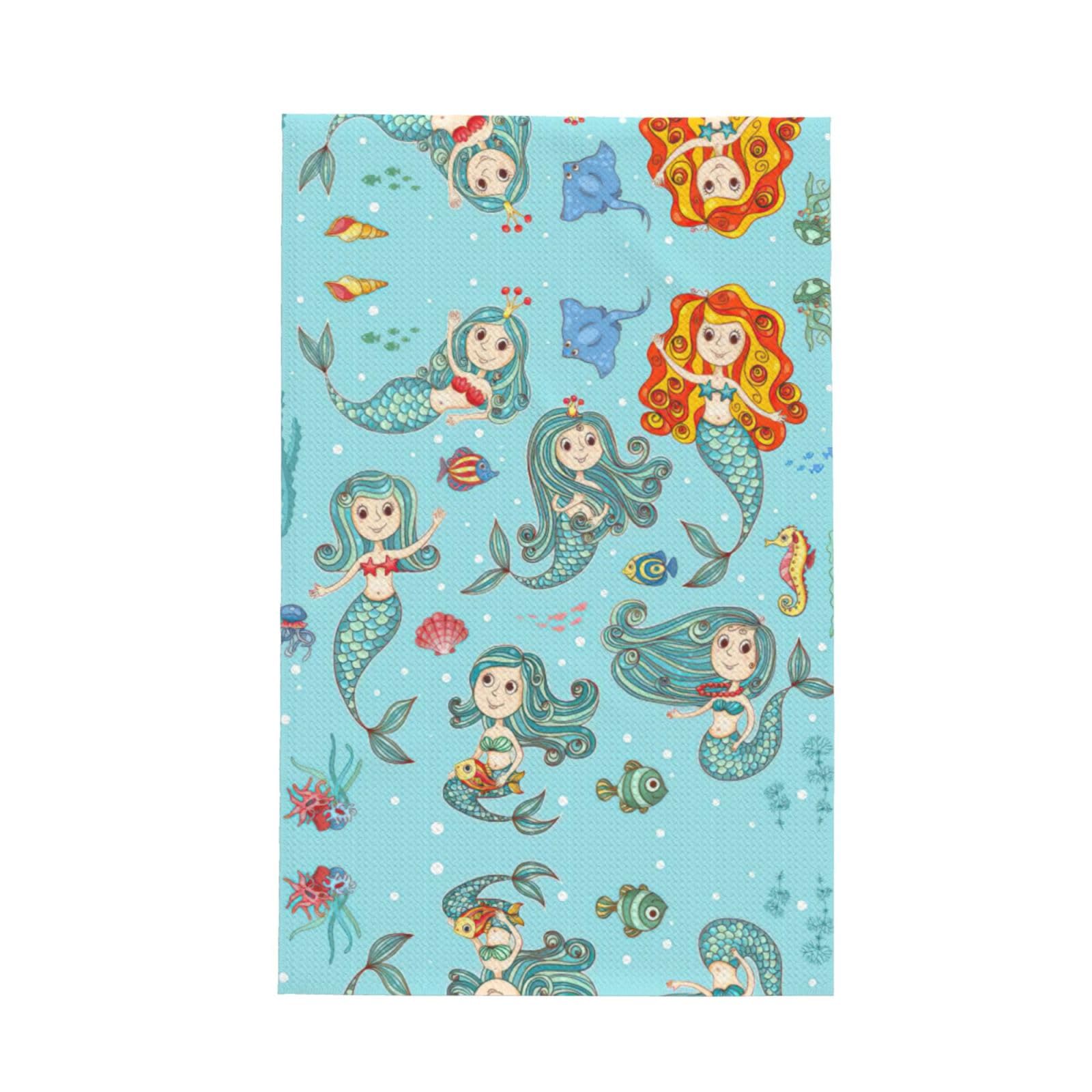 Xxahnbm Black Marine Sea Life Print Waffle Kitchen Towel,Absorbent Hand Towel