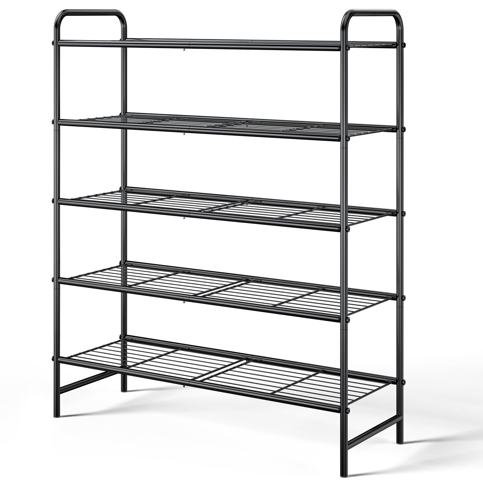 Kitsure Stainless Steel Shoe Rack Organizer, 25.6" Wide - 5 Tier, Black