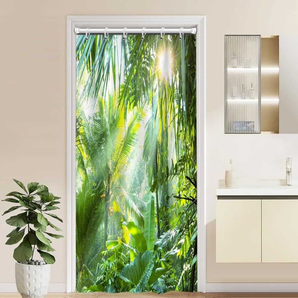 Uiiooazy Cortina de Ducha de Hoja Eucalipto, Cortinas de Ducha Verde Oro Abstracto Planta Cortinas de Baño Antimoho Impermeable Lavable Tejido de Poliéster Cortina Ducha con Ganchos 90x180cm — view 166
