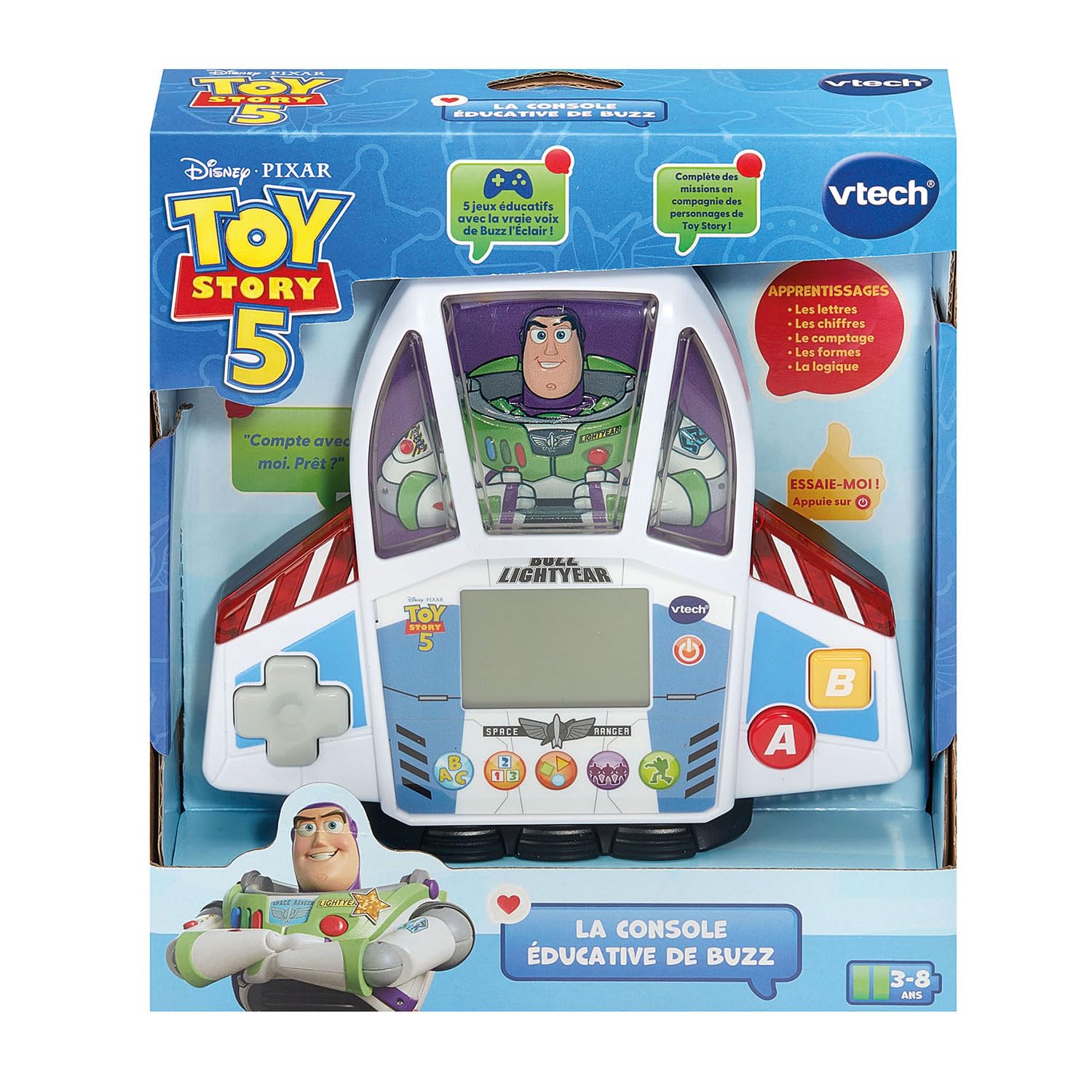 VTech - Toy Story 5, La Console Éducative de Buzz - Console de Jeux Portable Enfant avec Écran Rétroéclairé, 5 Jeux Interactifs - Jouet Disney Pixar - Cadeau Enfant Dès 3 Ans - Contenu en Français