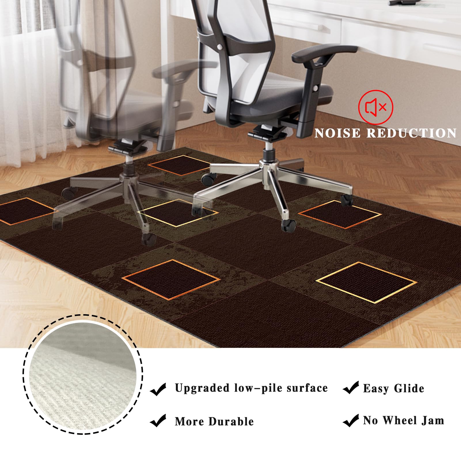 Alfombrilla protectora para silla de escritorio, 70 x 100 cm, antideslizante, de tela, para silla de oficina, protege los suelos de parquet de las ruedas de las sillas