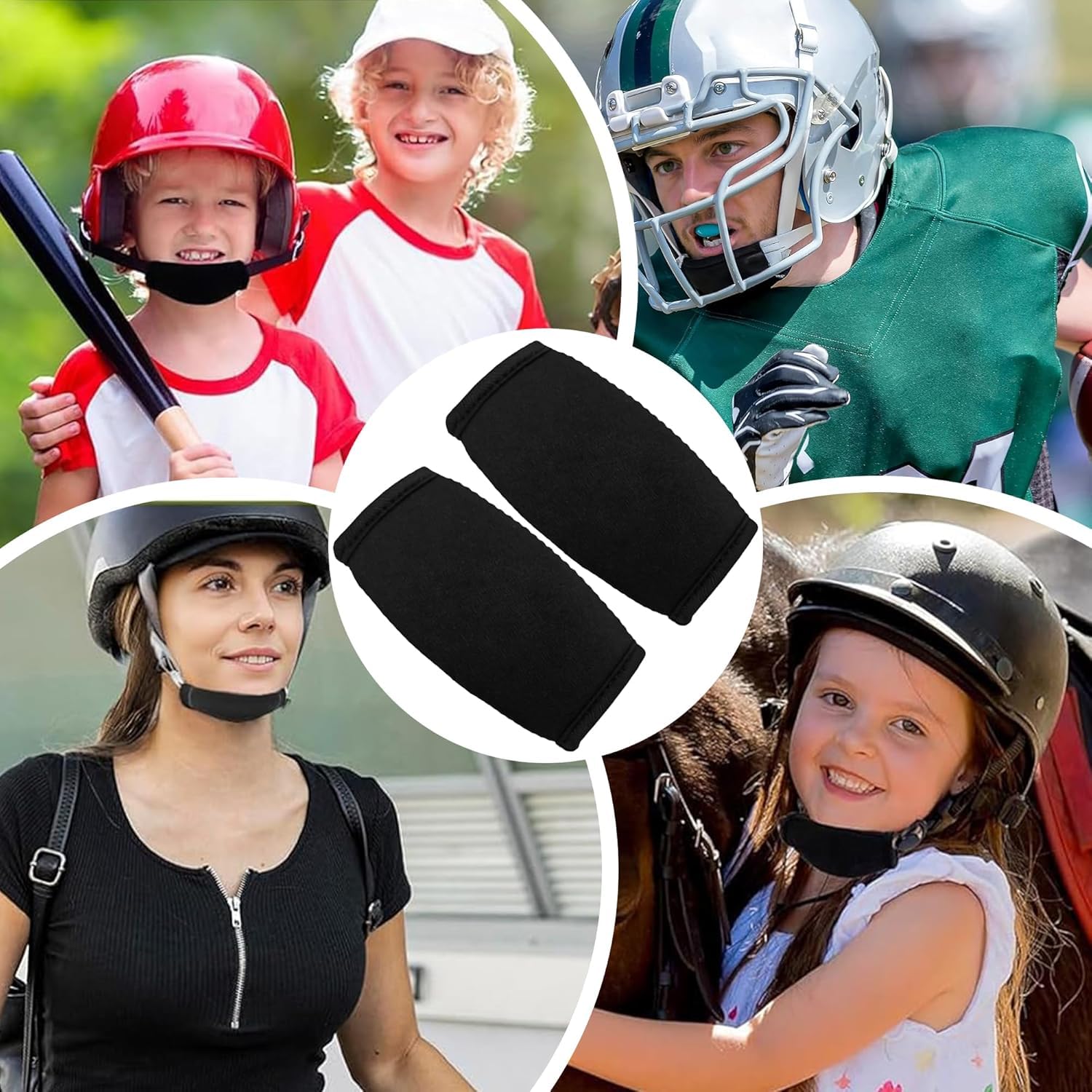 2 Pezzi Sottogola da calcio Pad Caschi Sottogola Coperture Comode Cinghie per il Mento Coperture Per Sport Giovani E Adulti Mento Pad Cappello