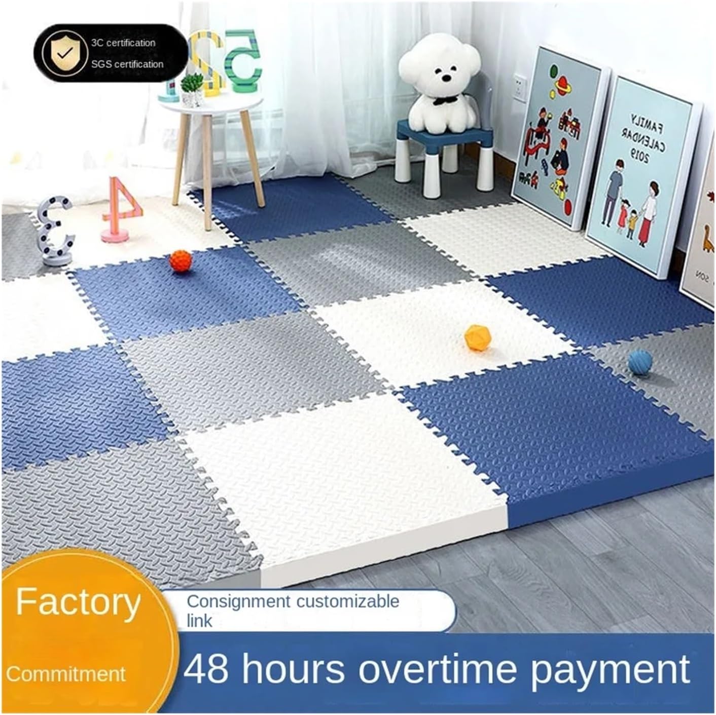 8pcs 30 * 30cm Puzzle Mat for Children Thick Baby Play Kids Carpet Mats EVA Foam Rug Room Activities for(3pcs)