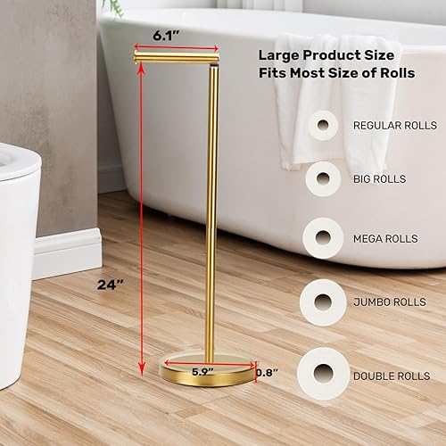 Miniatura 7 de Soporte de papel higiénico para baño, almacenamiento de papel higiénico para 4 rollos de papel con base pesada, soporte independiente para rollos de
