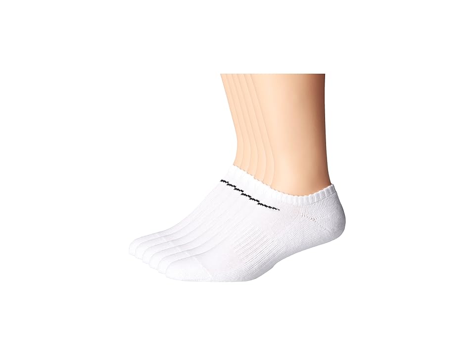 

Nike Bag Cotton No Show 6-Pair Pack (White/Black) No Show Socks Shoes