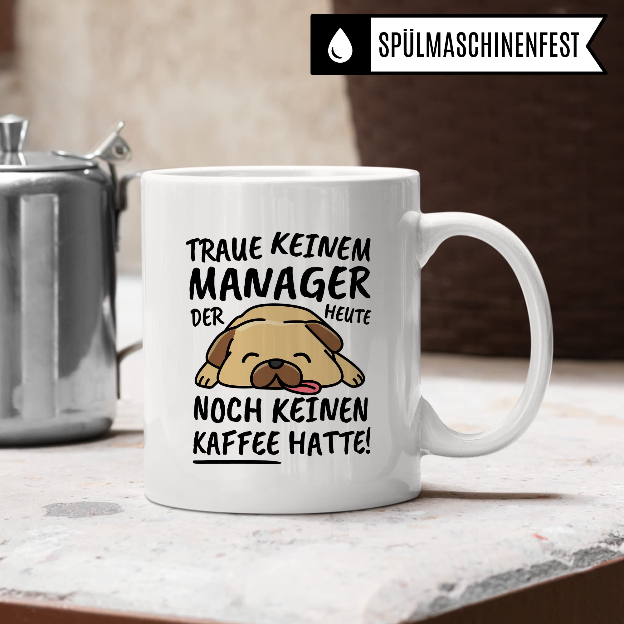 Tazza Manager divertente Manager regalo per lavoro con scritta in lingua tedesca Manager, idea regalo per scala, manubrio, leadership, amministratore, tazza da tè
