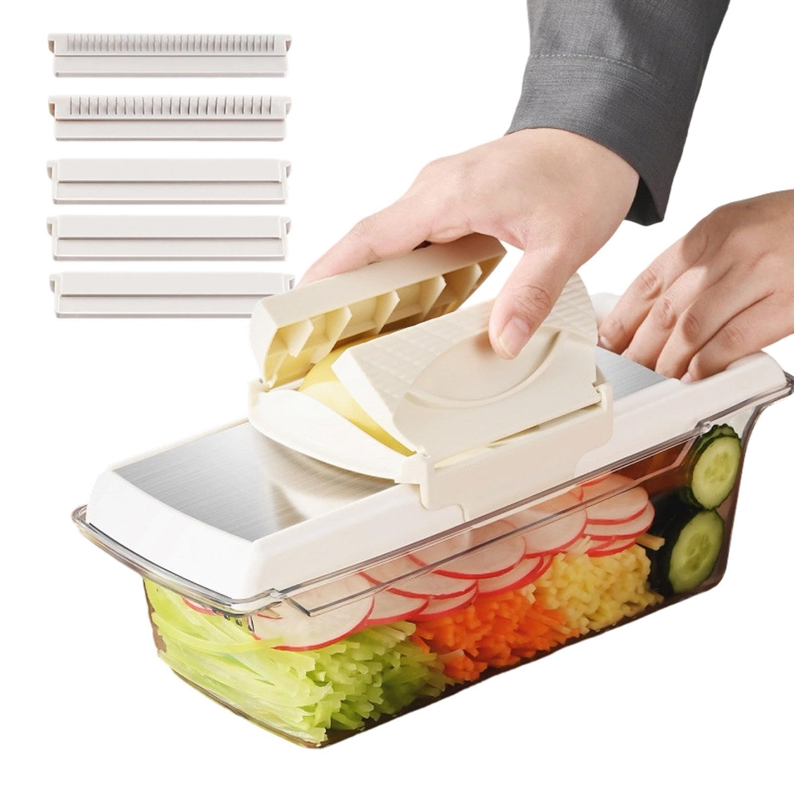 Rebanador de Verduras Picador Manual y Ajustable en Acero Inoxidable