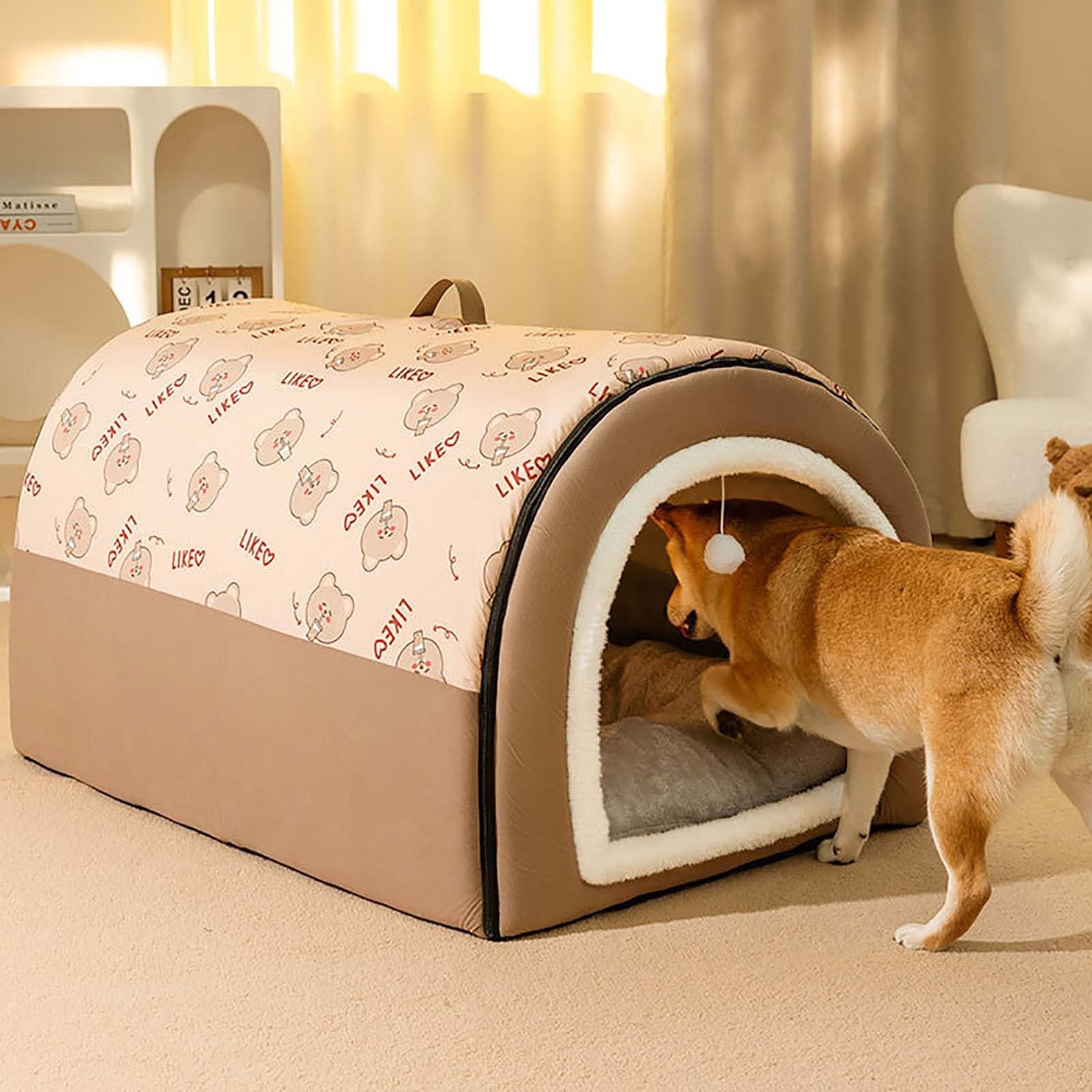 2024 Cama para Perro Grande, Cueva para Mascotas, 2 en 1 Casa para Perros, Iglú para Gatos, Cama de Confort para Mascotas, Saco de Dormir Acogedor para Perros, Nido Cálido de Invierno para Cachorros