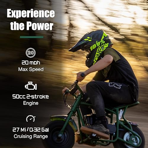 Miniatura 5 de FRP DB003 - Mini moto de cross de 2 tiempos de 50 cc, mini bicicleta para niños, a gasolina, todoterreno todoterreno, mini motocicleta de gasolina,