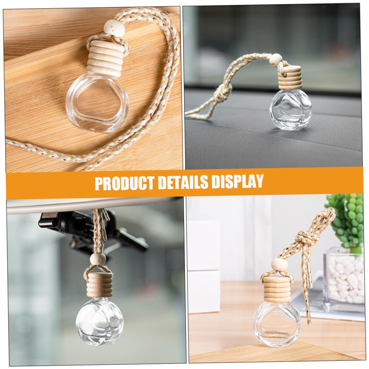 PRETYZOOM 5 Series Botella De Perfume Del Coche Colgante De Botella Difusora Ambientadora Botella Difusora De Coche Colgante Refillable Perfume Bottle Car Air Freshener Vidrio 10 Piezas X 5