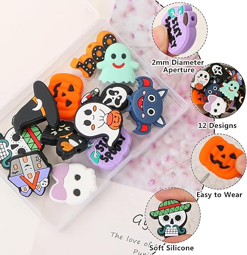 Miniatura 3 de 12 cuentas focales de silicona para Halloween, cuentas de silicona de Halloween para llaveros, fabricación de joyas, cuentas focales de Halloween