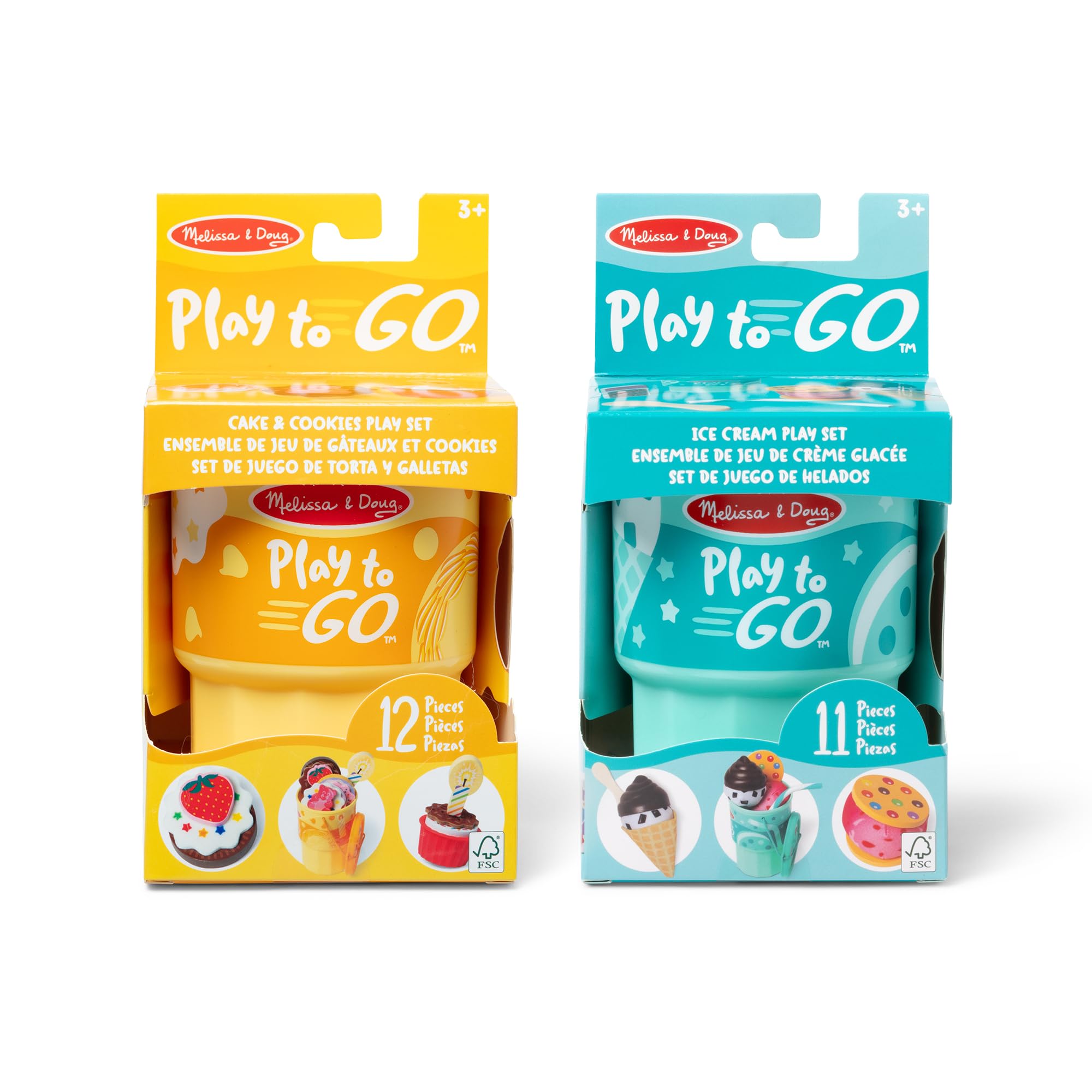 Melissa & Doug Play to Go - Paquete de 2: Pastel y Galletas y Helado, Juguetes de Viaje para niños y niñas de 3 años en adelante