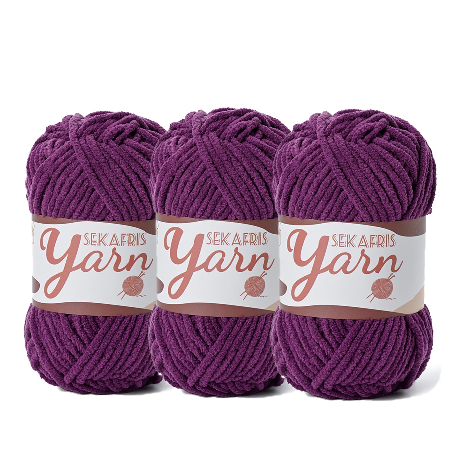 Chenille Yarn for Crocheting Crochet Violet Yarn 3 Pack