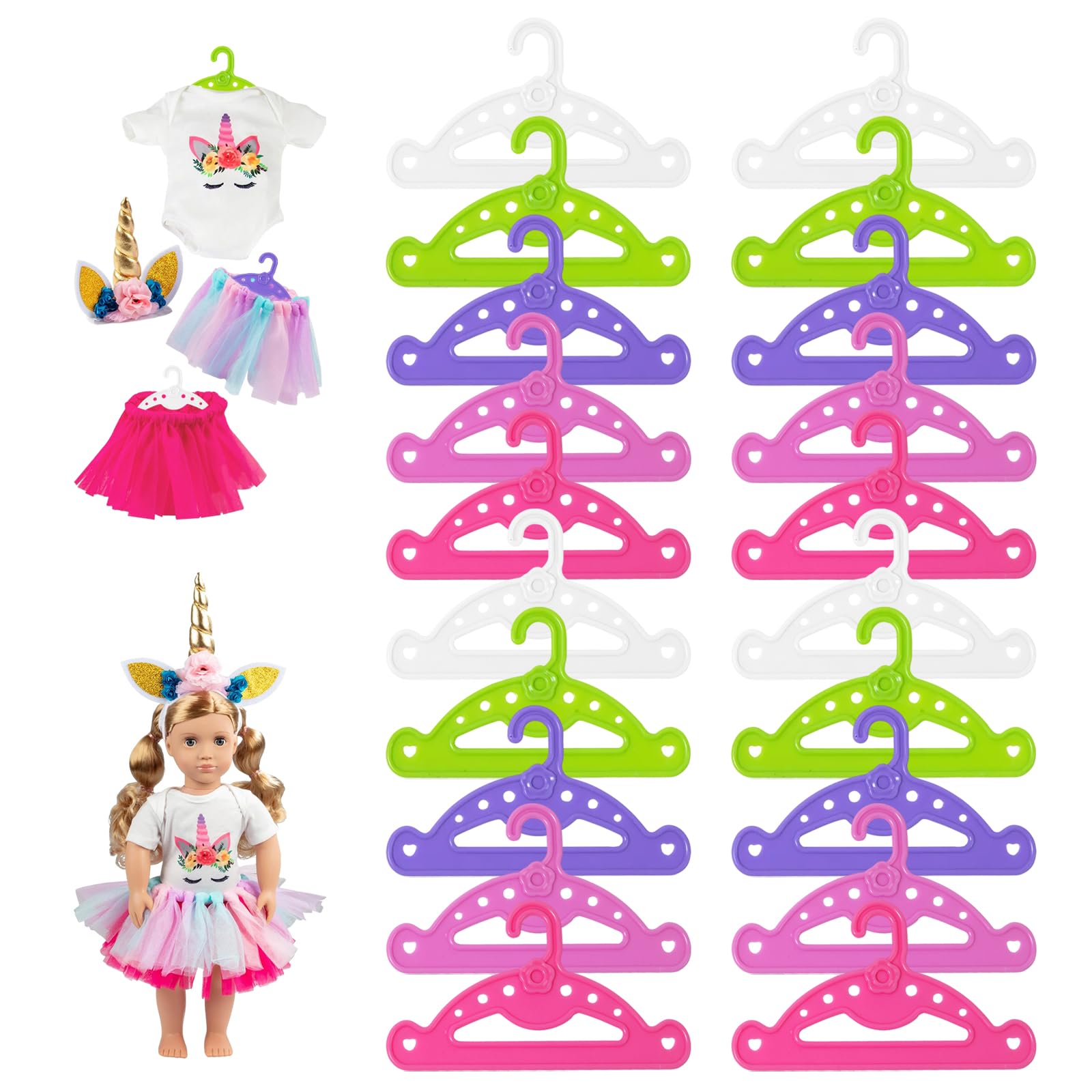 TenaLucy 20 Pièces Baby Kleiderbügel,Plastik Kinderkleiderbügel Kleiderbügel Kinder Puppen Kleiderbügel Puppenkleiderbügel Kleiderbügel Puppenschrank,Platzsparend Kleiderschrank rutschfest (12.8cm)
