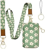 Vista 16 de bolimoss Cordón con cartera, funda de identificación con cremallera y cordón, soporte para credencial, cartera con cordón para mujer, cartera