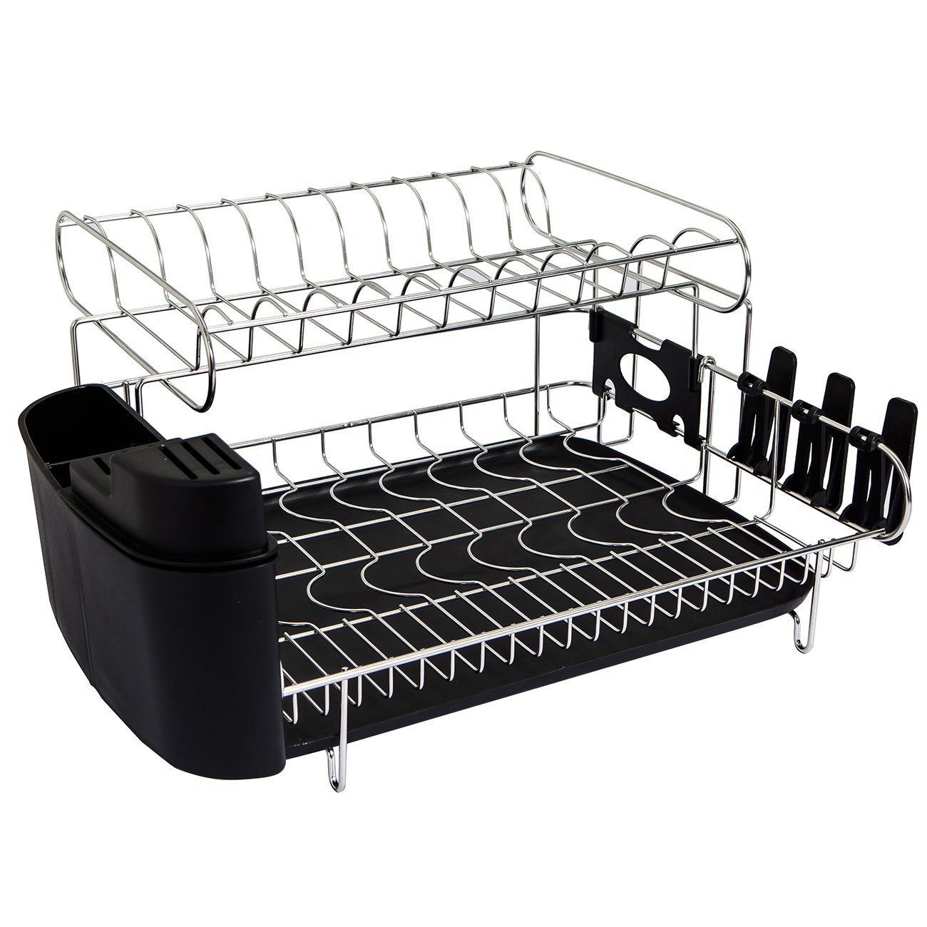 2 Tier Plastic Drainer Stainless Steel Dish Drying Rack,Large Capacity