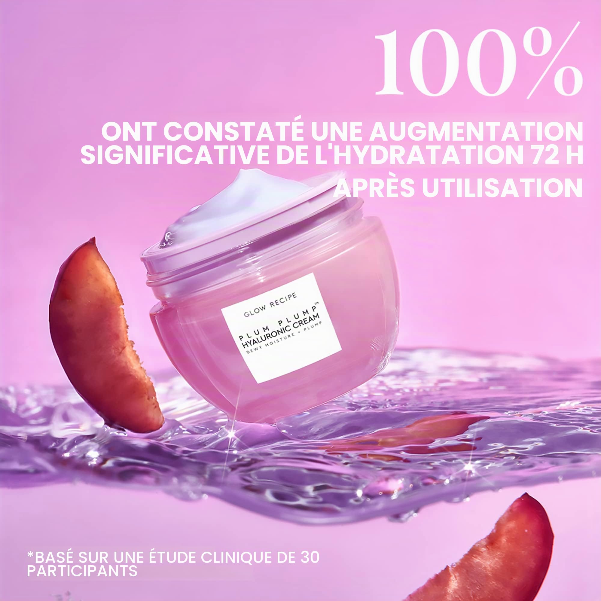 Glow Recipe Plum Plump Crème hydratante pour le visage à l'acide hyaluronique, recharge – Hydratant, raffermissant et repulpant pour peaux sèches – Soin végétalien de la peau avec peptides pour