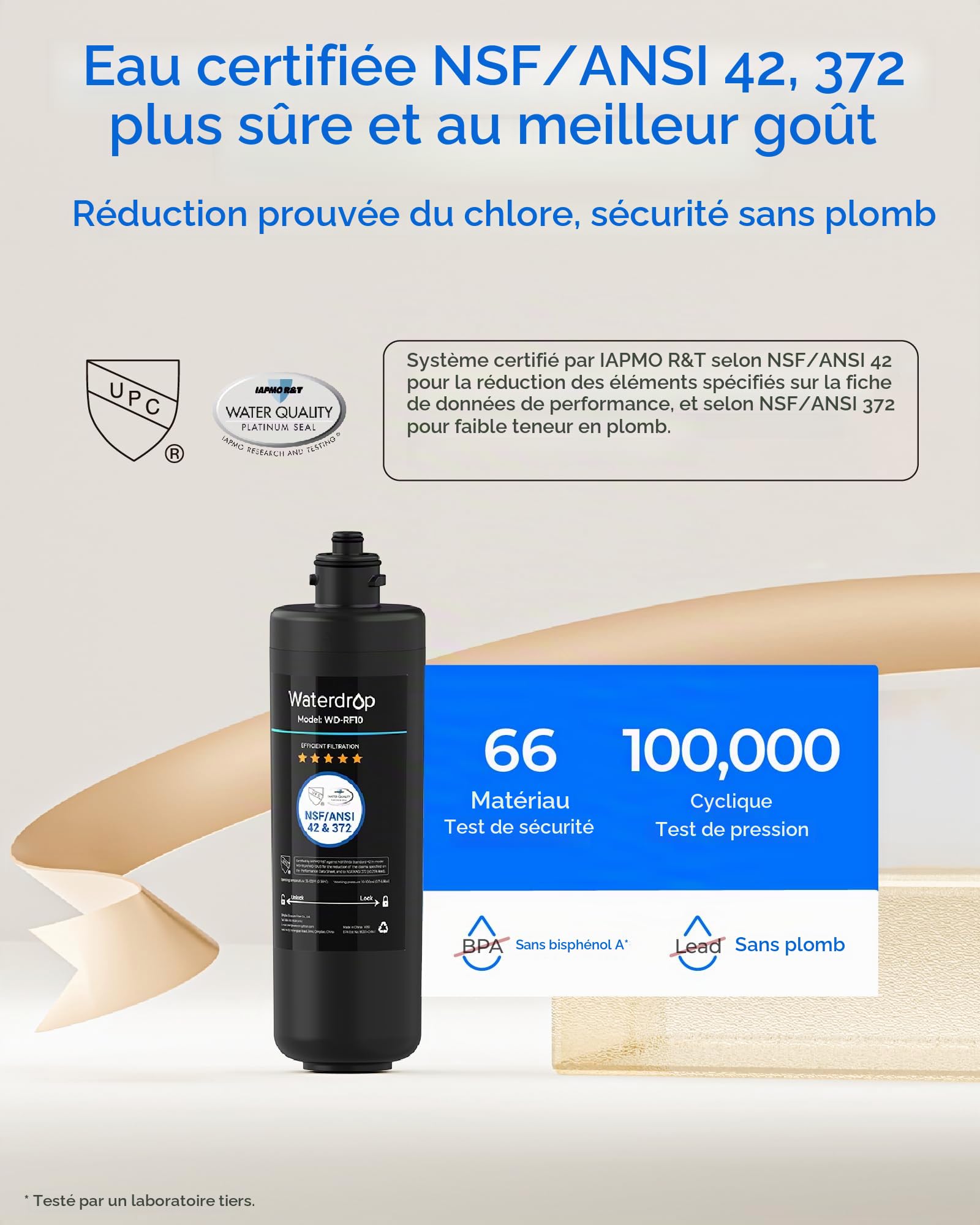 Waterdrop 10UA Système de Filtre à Eau Sous Évier (Avec 1 Filtre Supplémentaire)