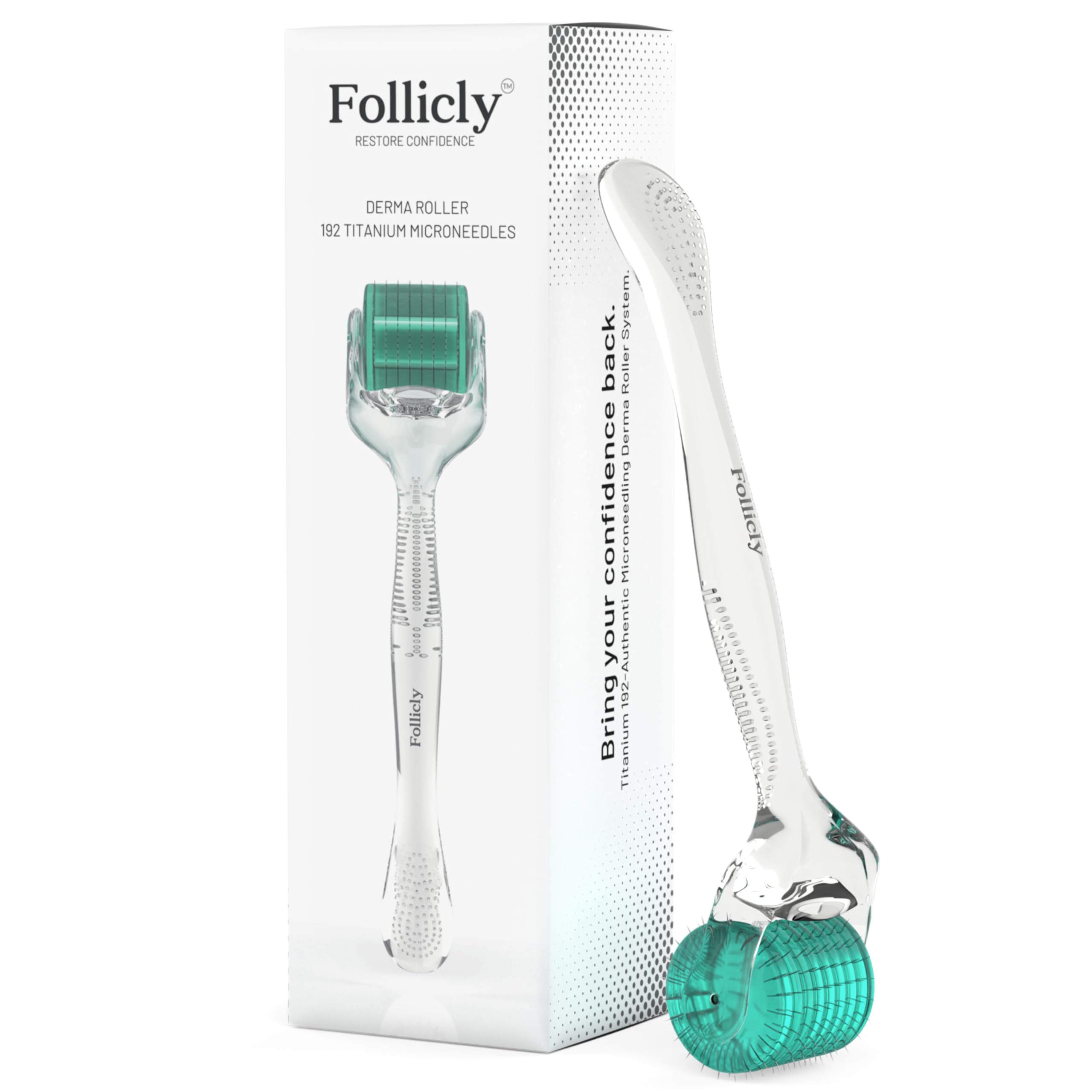 Follicly Derma Stamp – Professional Microneedling Tool for Hair, Beard, and Skin Care – 140 Titanium Micro Needle Stamp for Home Use – for Men & Women