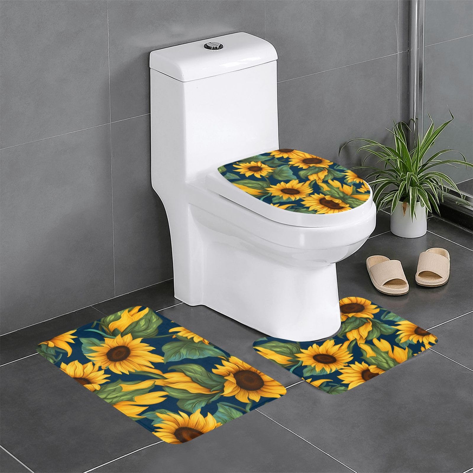 Tapis de salle de bain tournesol pour réveiller la décoration de votre coiffeuse et WC