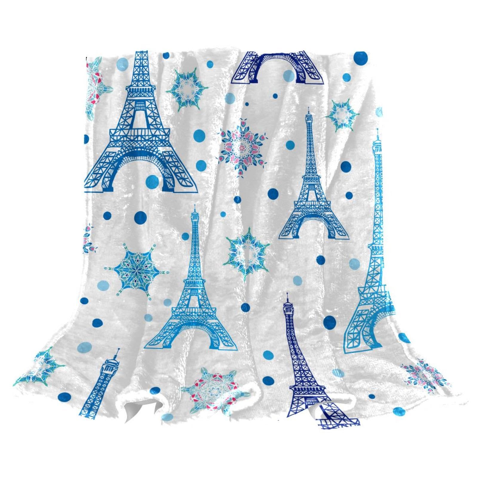 Couverture polaire tour bleue 150x200cm au fini velours premium