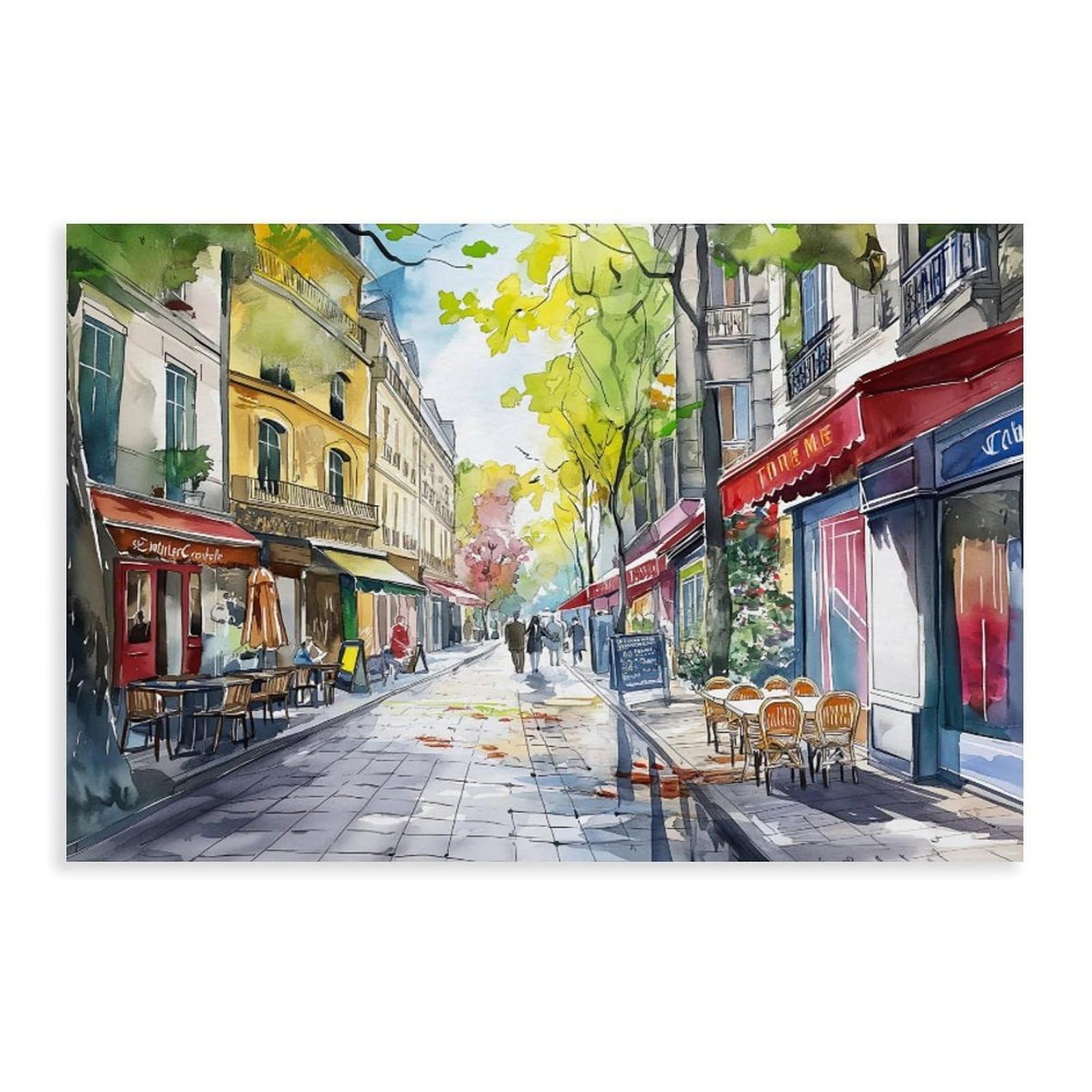 GQVCJSW Paris Street Scene, French Art Poster Canvas Poster Bedroom Decor Landscape Office Room Decor Gift 16x24inch(40x60cm)