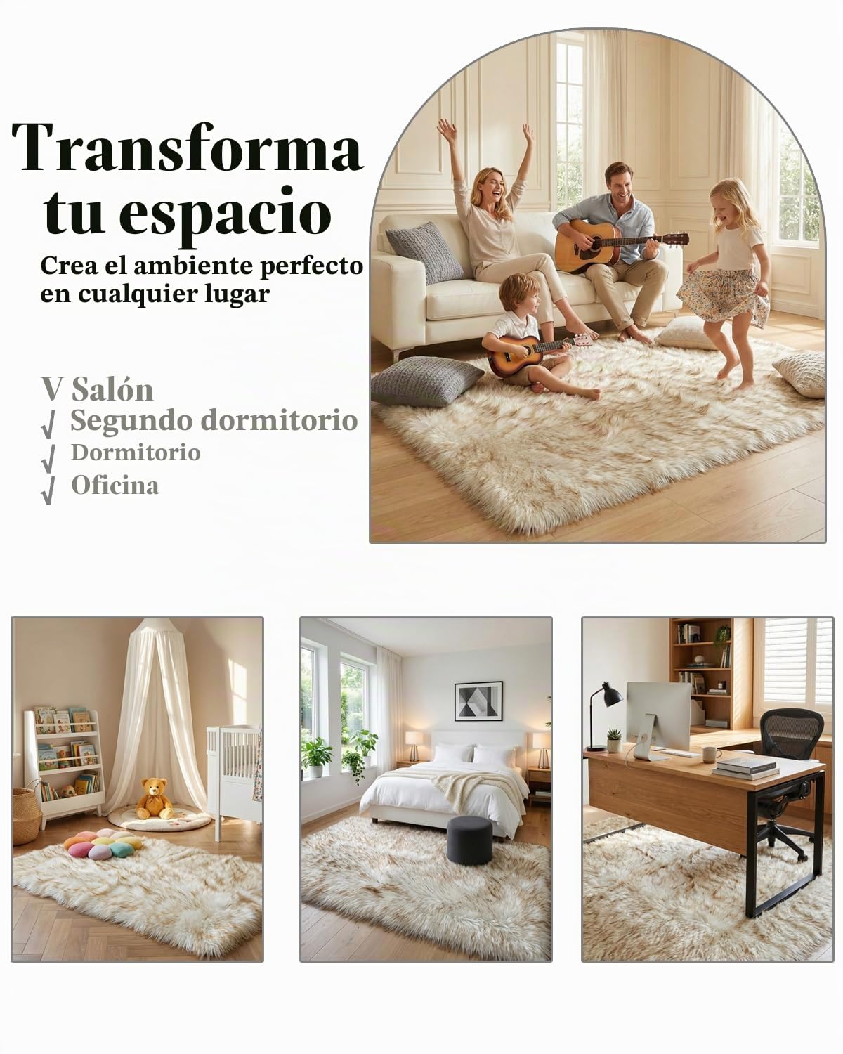 Alfombras para dormitorio, 60 x 110 cm, antideslizantes, color blanco y marrón, modernas, supersuaves, gruesas, pequeñas, peludas, no se desprenden