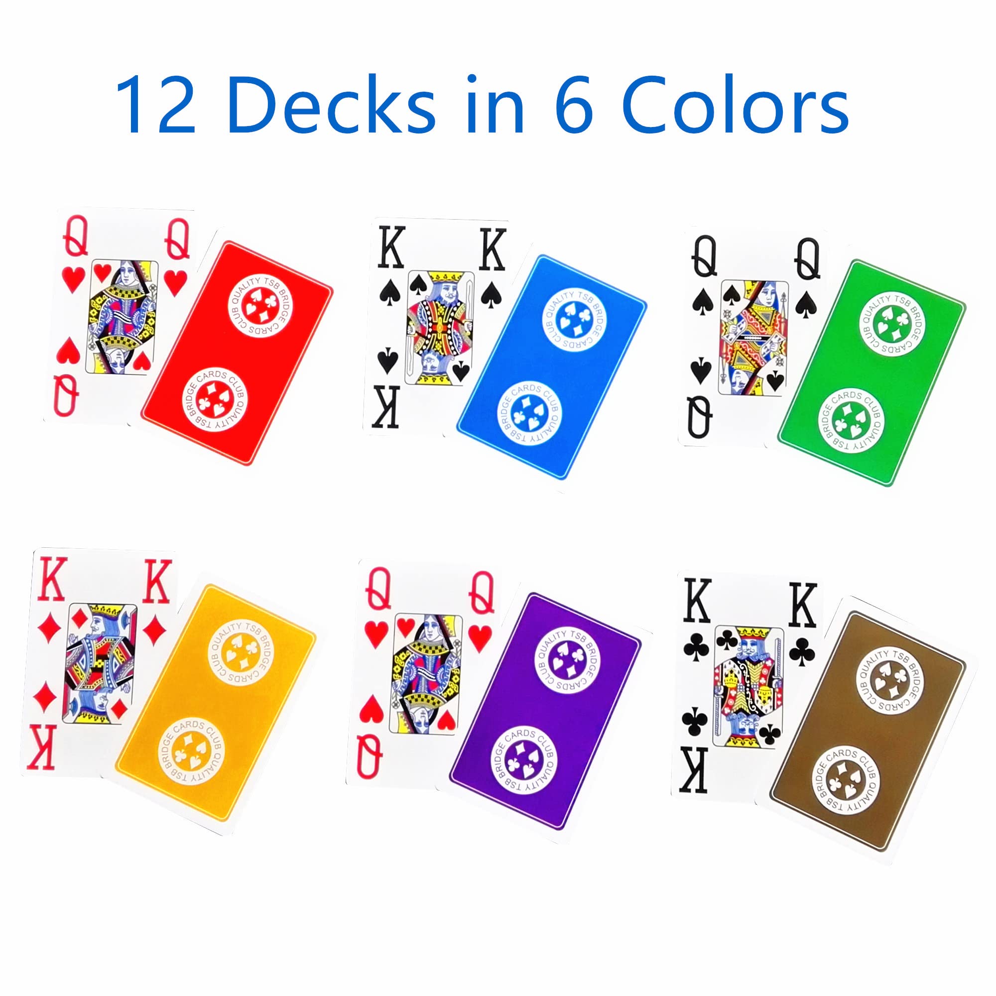 Amazon.com: TSB Jumbo Index Bridge Cards Pack of 12 Decks - 6