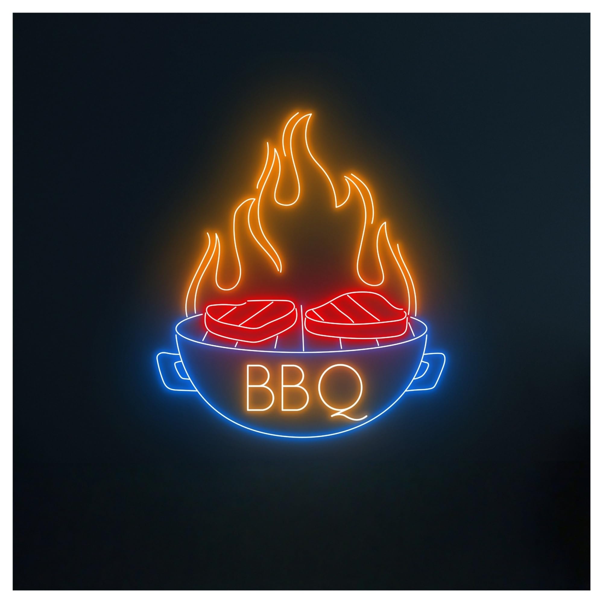RONGCH Hanging Art Neon Signs BBQ Neon Sign Barbecue Led Light Grill Restaurant Party Wall Art Picnic Celebration Decor 55cm
