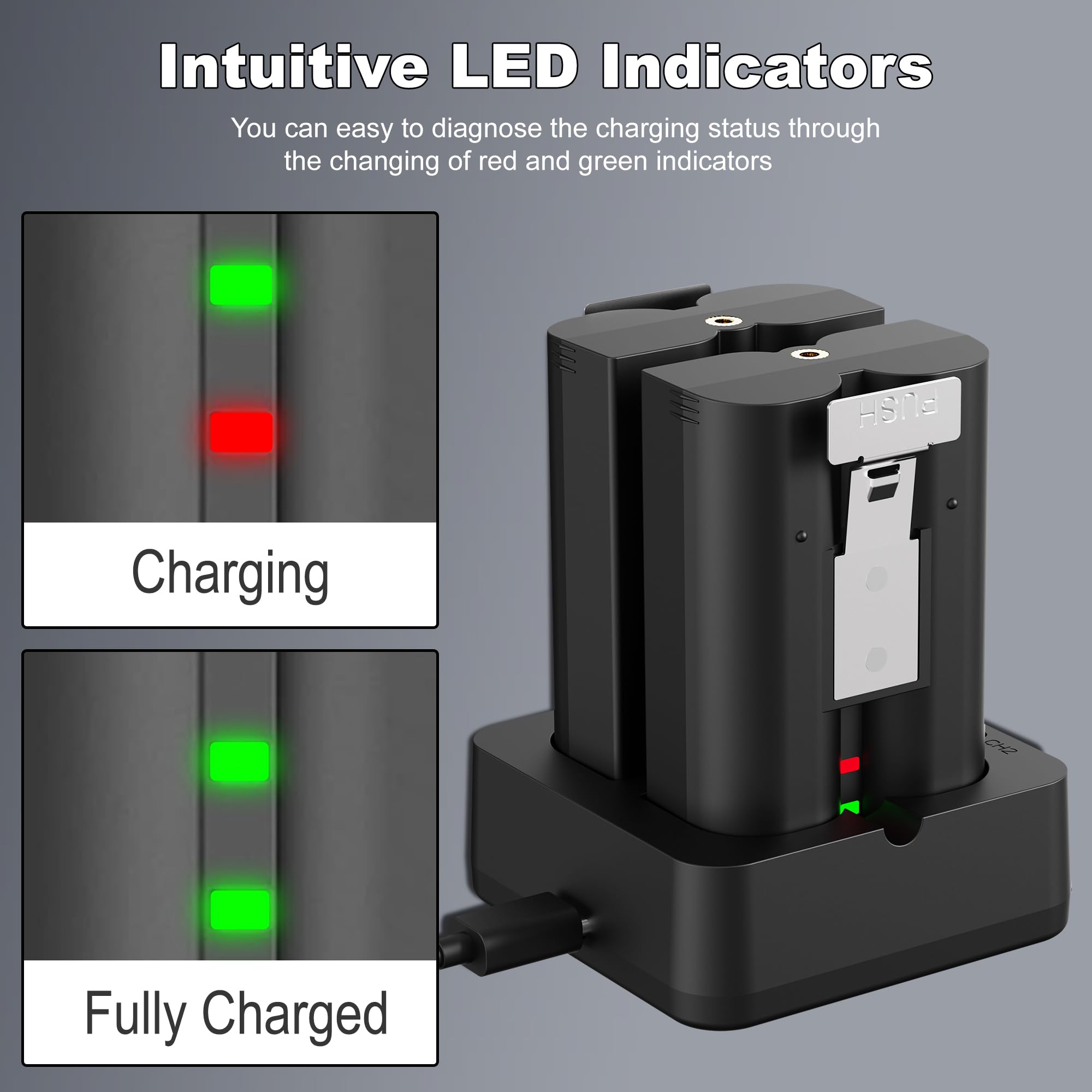 2-Pack Replacement Battery for Ring Doorbell - 7200mAh Rechargeable Camera Batteries with Charger Station for Ring Video Doorbell 2/3/3 Plus/4, Spotlight Cam, Stick Up Cam and Peephole Cam Indoor