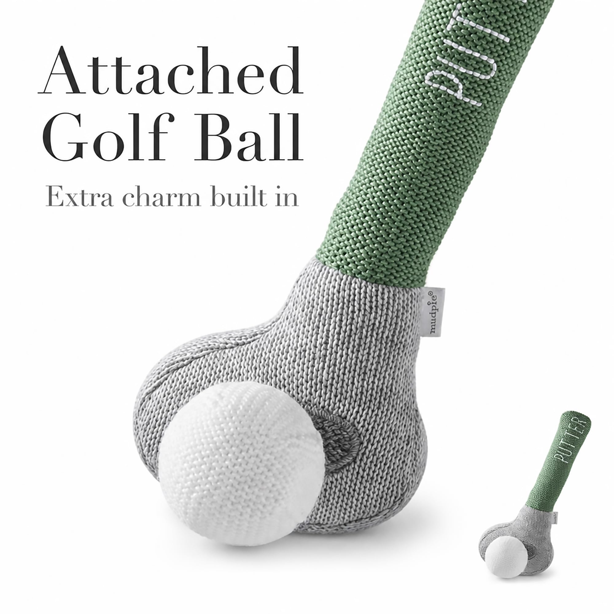 Mud Pie Children's Goft Knit Rattle, Green Putter Club