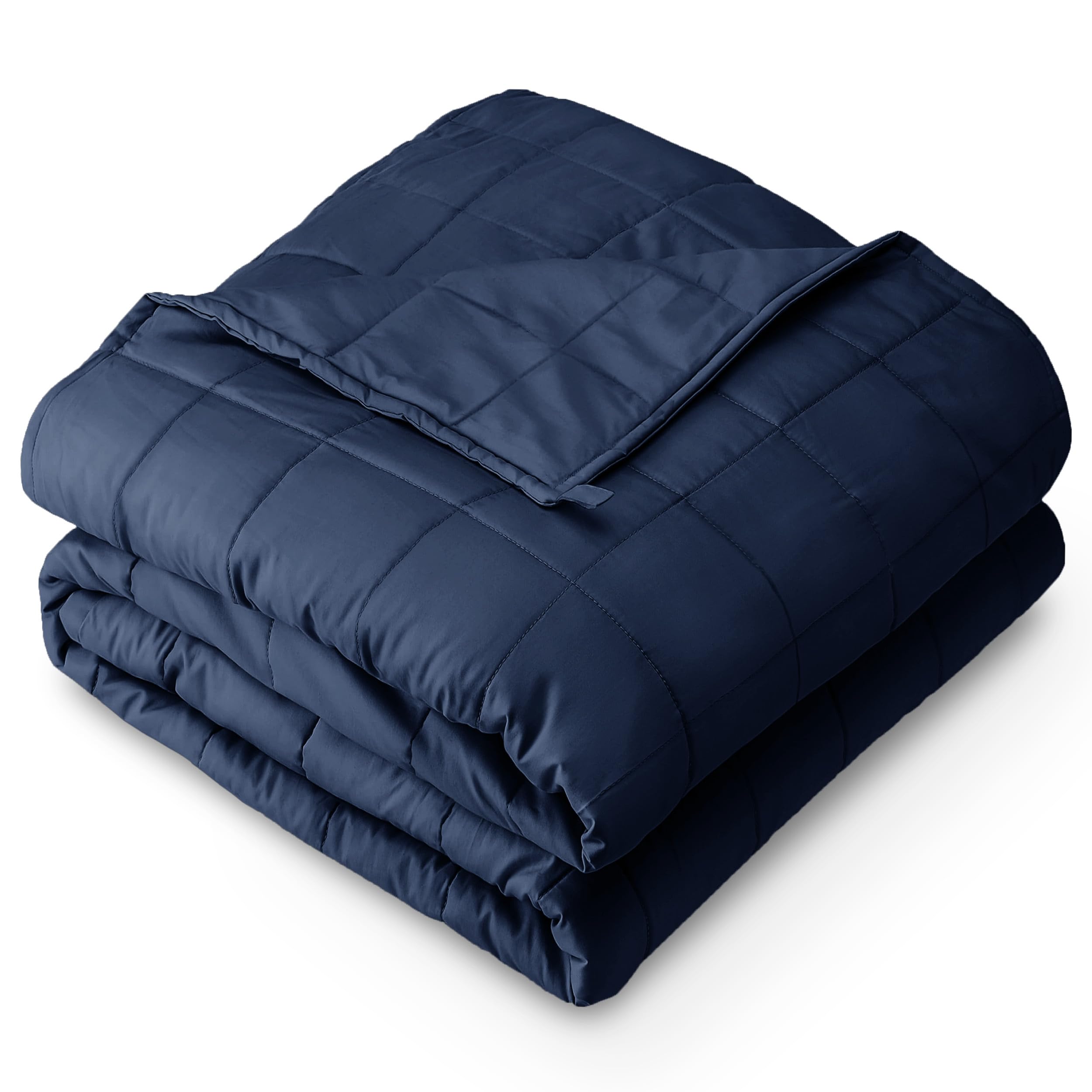 Bare HomeWeighted Blanket All-Natural 100% Cotton with Nontoxic Glass Beads 80"x87" 25lbs, Dark BlueOEKO-TEX STANDARD 100